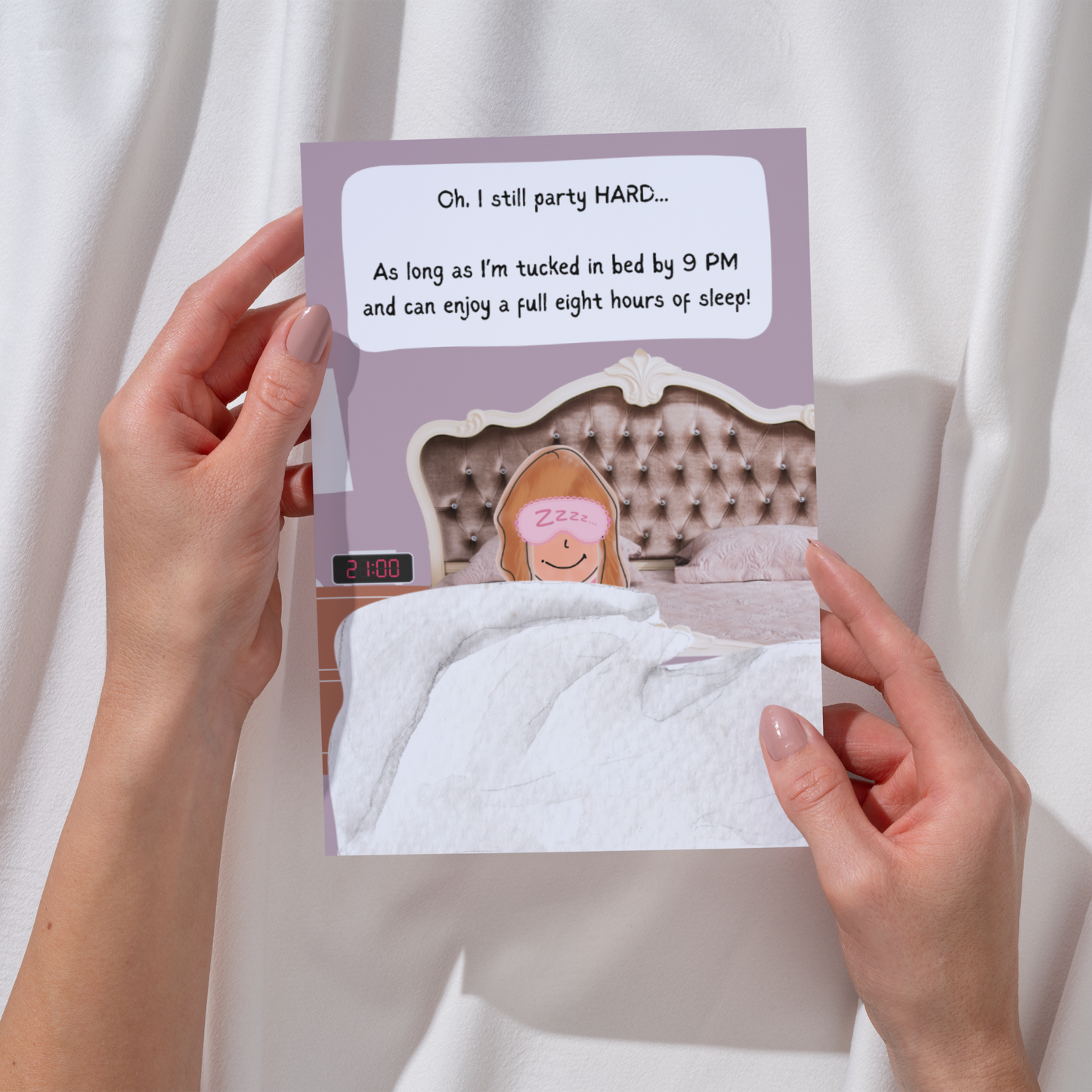 Funny Birthday Card — Party Hard 'Til 9PM — Humorous Banter Card for Him, Her, Friends — Witty Birthday Greeting — Humorous Party Card