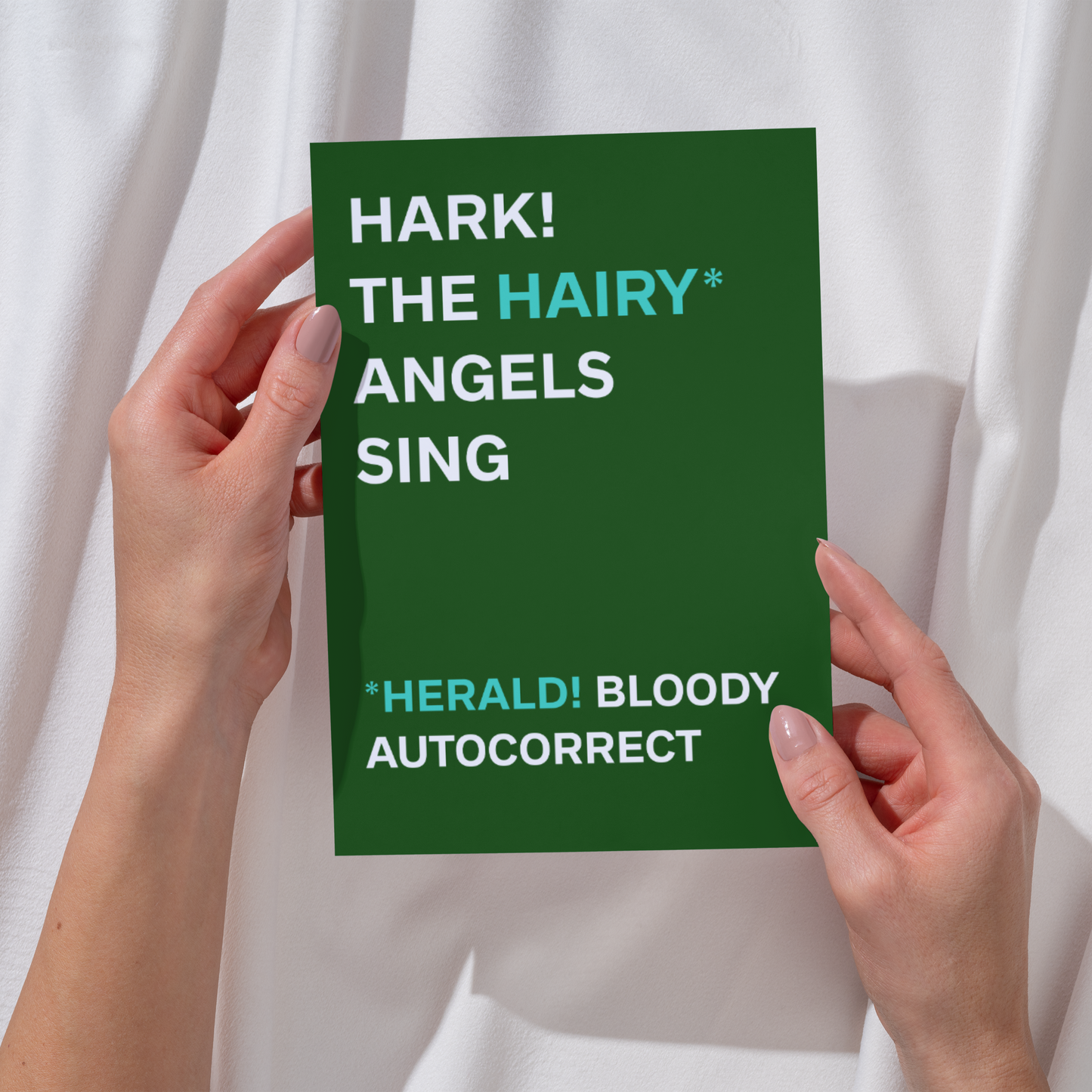 Funny Christmas Card - Hark the Hairy Angels Sing Autocorrect Card - Humorous Christmas Greeting - Comedy Xmas Card for Friends & Family