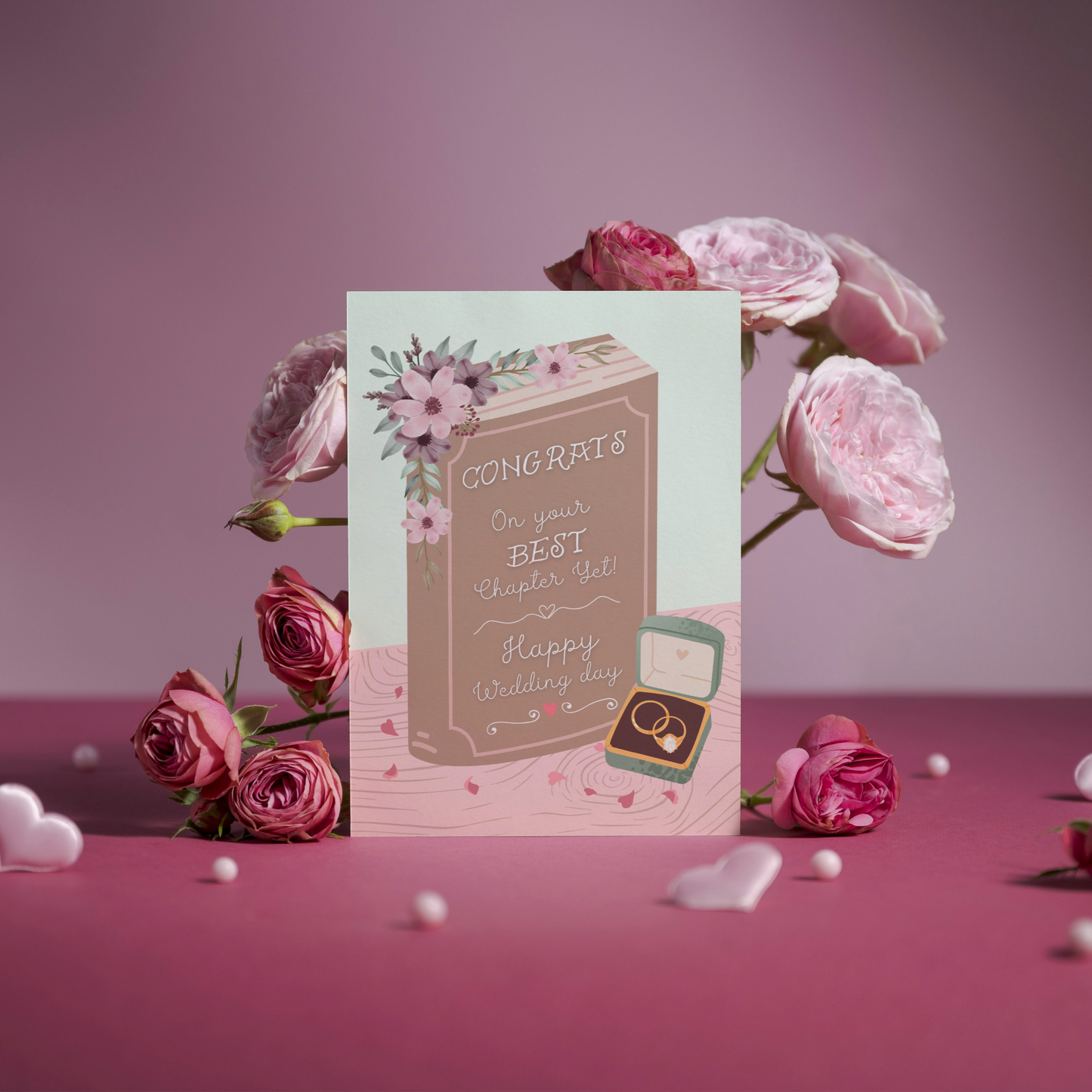 Wedding Greeting Card - Congratulations Wedding - Book Illustration - Best Chapter Yet Card