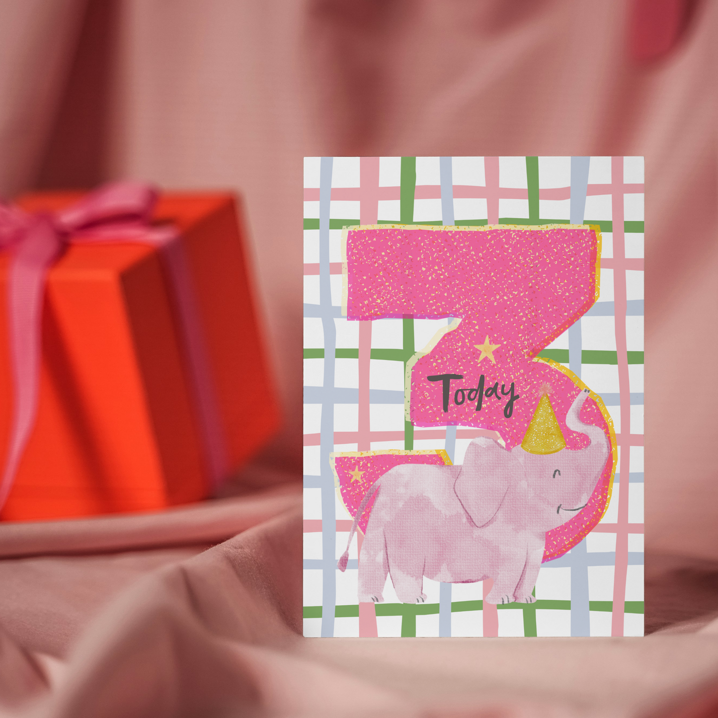 Cute Third Birthday Elephant Greeting Card | 3rd Birthday Card for Kids, Children’s Birthday Card, Cute Animal Birthday Card