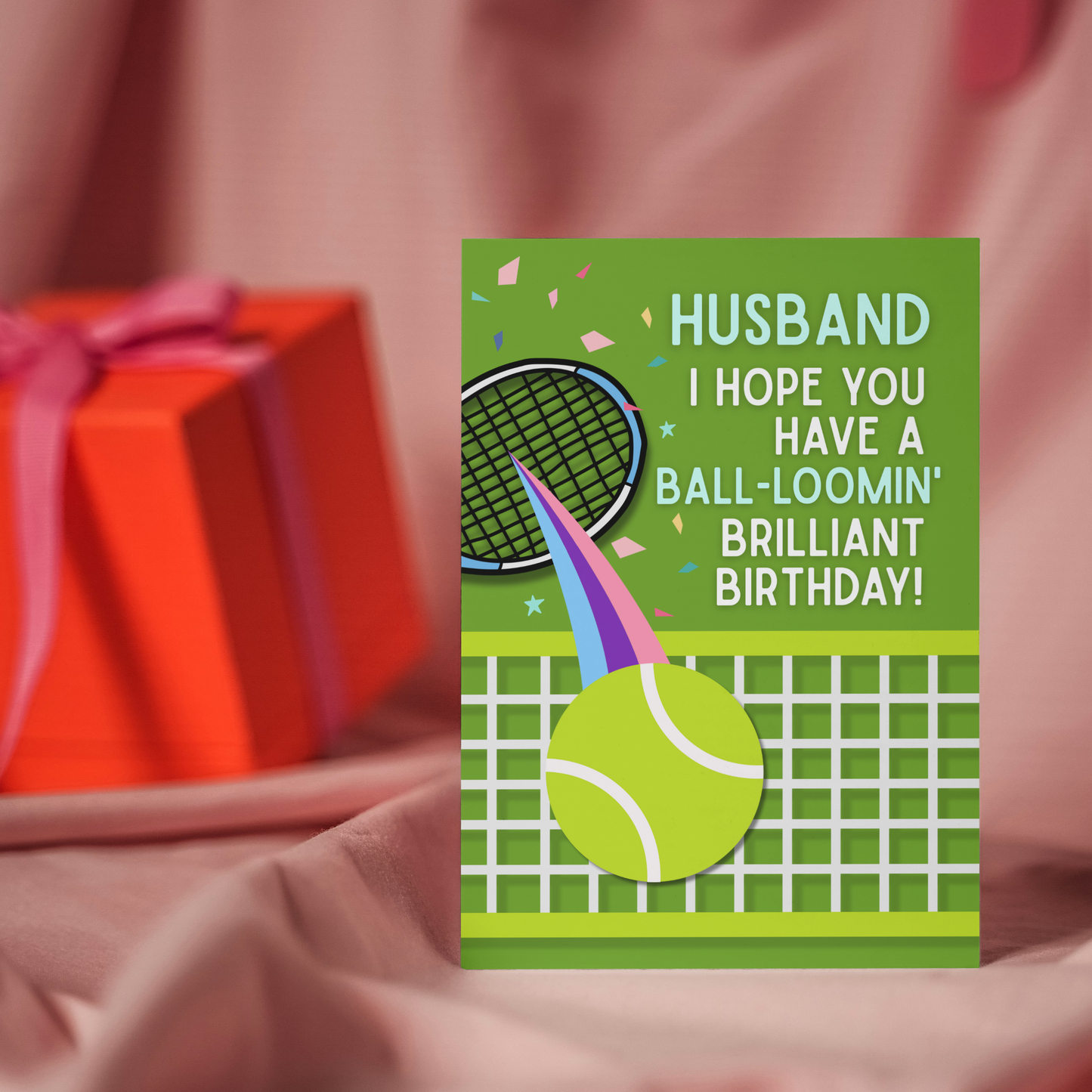 Husband Birthday Card - Tennis Pun - Ball-loomin' Brilliant Birthday Card for Him
