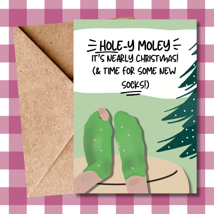 New Socks Old Socks with holes in them Funny Sock Present Christmas Card For him For her For son For daughter For brother For sister for all