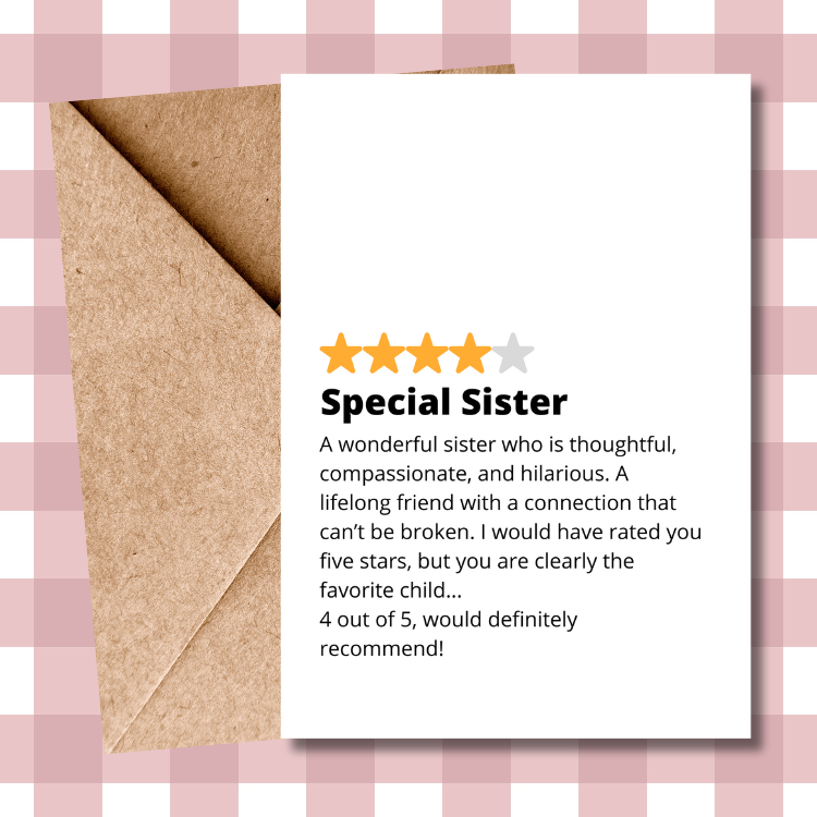 Funny Sister Birthday Card, Top Rated Favourite Child Design - Birthday Card for sister, Funny gift for sister