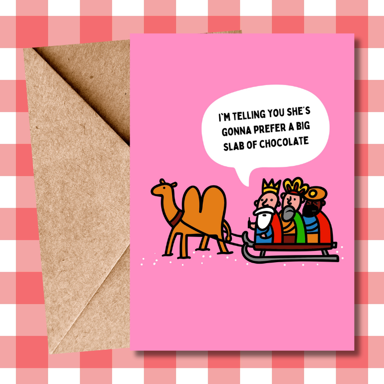 Funny Cartoon Illustration Three Wise Men Three Kings Nativity Play themed Christmas Card for him for her for them for friends for humour