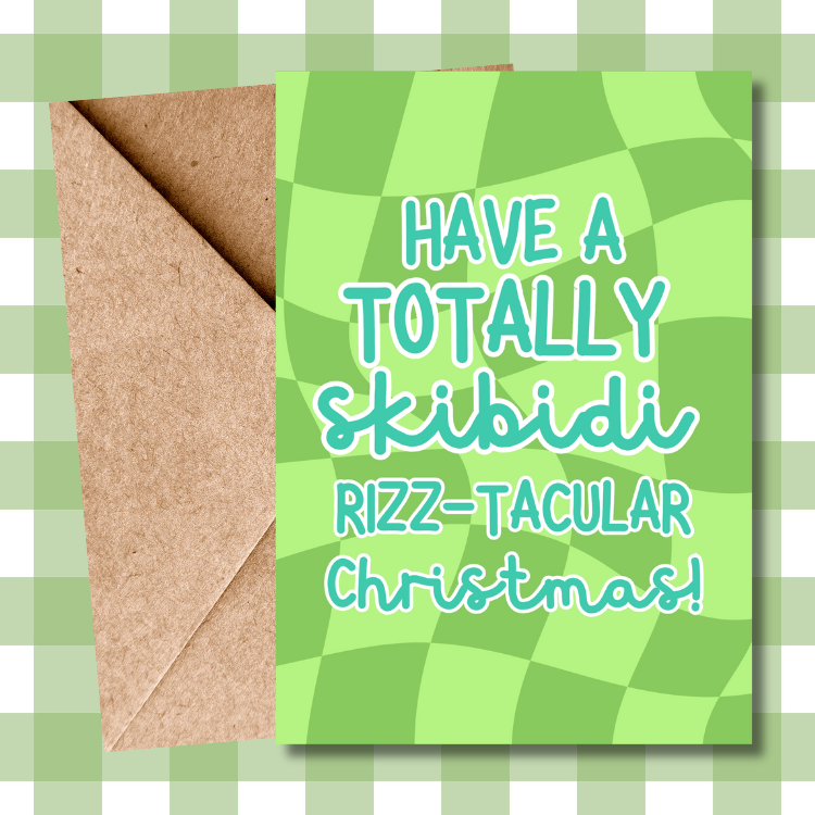 Skibidi Rizz, Tik Tok inspired, Funny Christmas Card, For Tik Tok fans, For friends, For son, For Daughter, For him, For her