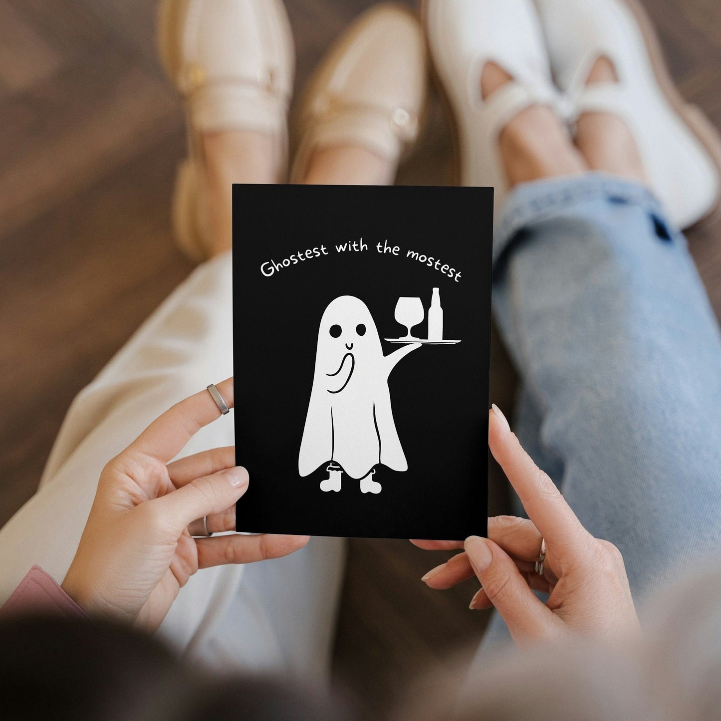Happy Halloween Card, Funny Halloween Card, Funny Ghost, ghostest with the mostest pun Card