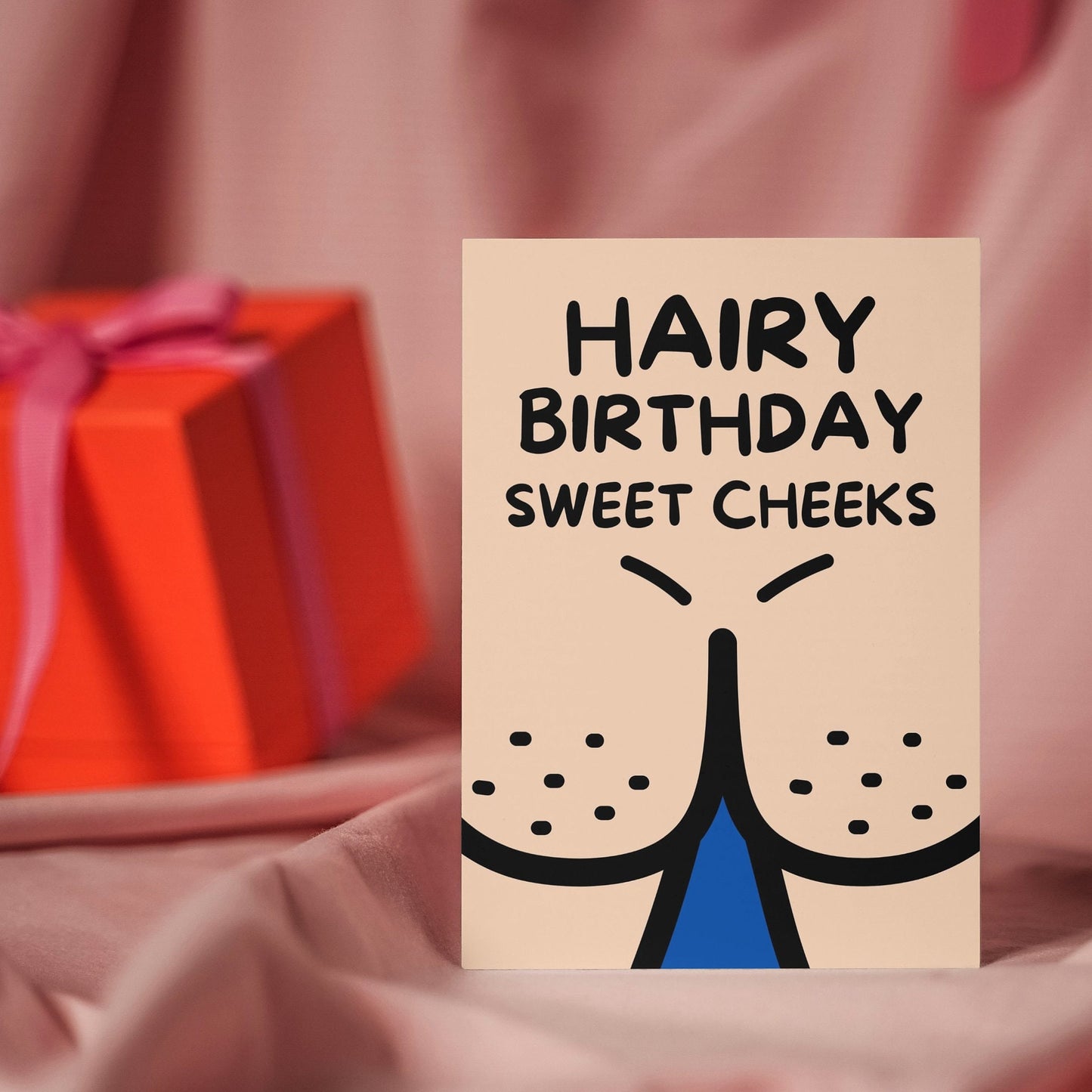 Cheeky Bum Cheek Illustration Birthday Card β Hairy Bum Banter for Him, Perfect for Husband or Boyfriend!