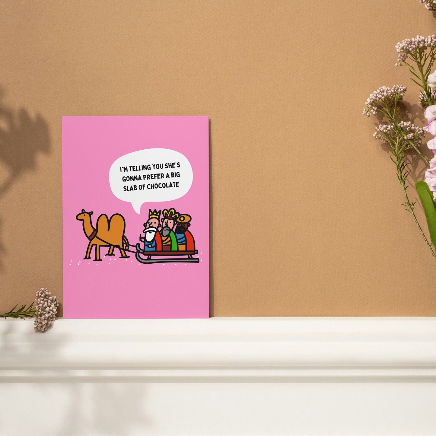 Funny Cartoon Illustration Three Wise Men Three Kings Nativity Play themed Christmas Card for him for her for them for friends for humour