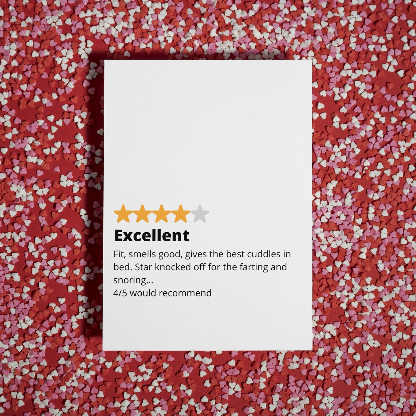 Funny Valentines Day Card - 4 Star Review - Excellent, Would Recommend - Funny Valentines gift for him, for her, for them