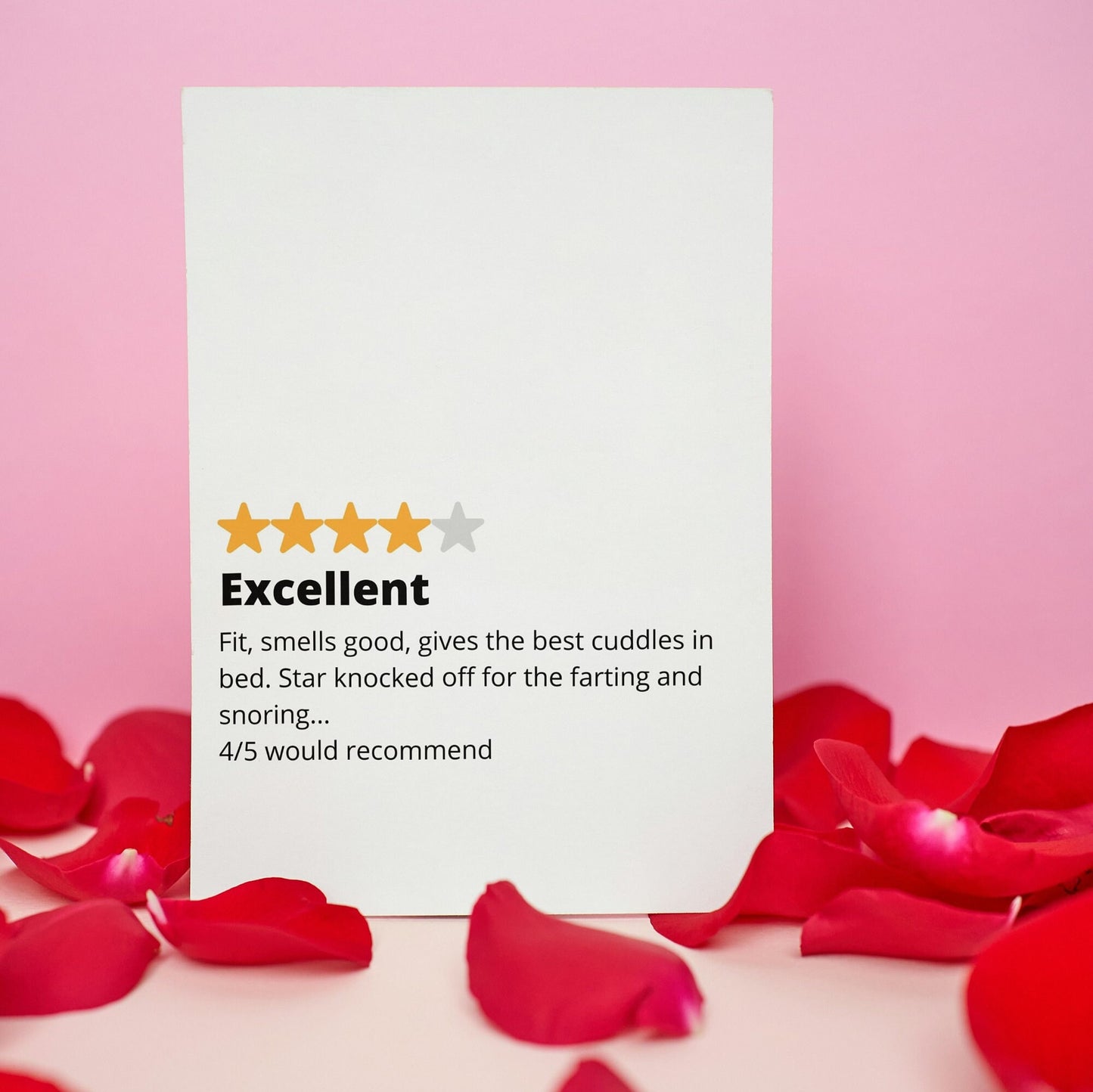 Funny Valentines Day Card - 4 Star Review - Excellent, Would Recommend - Funny Valentines gift for him, for her, for them
