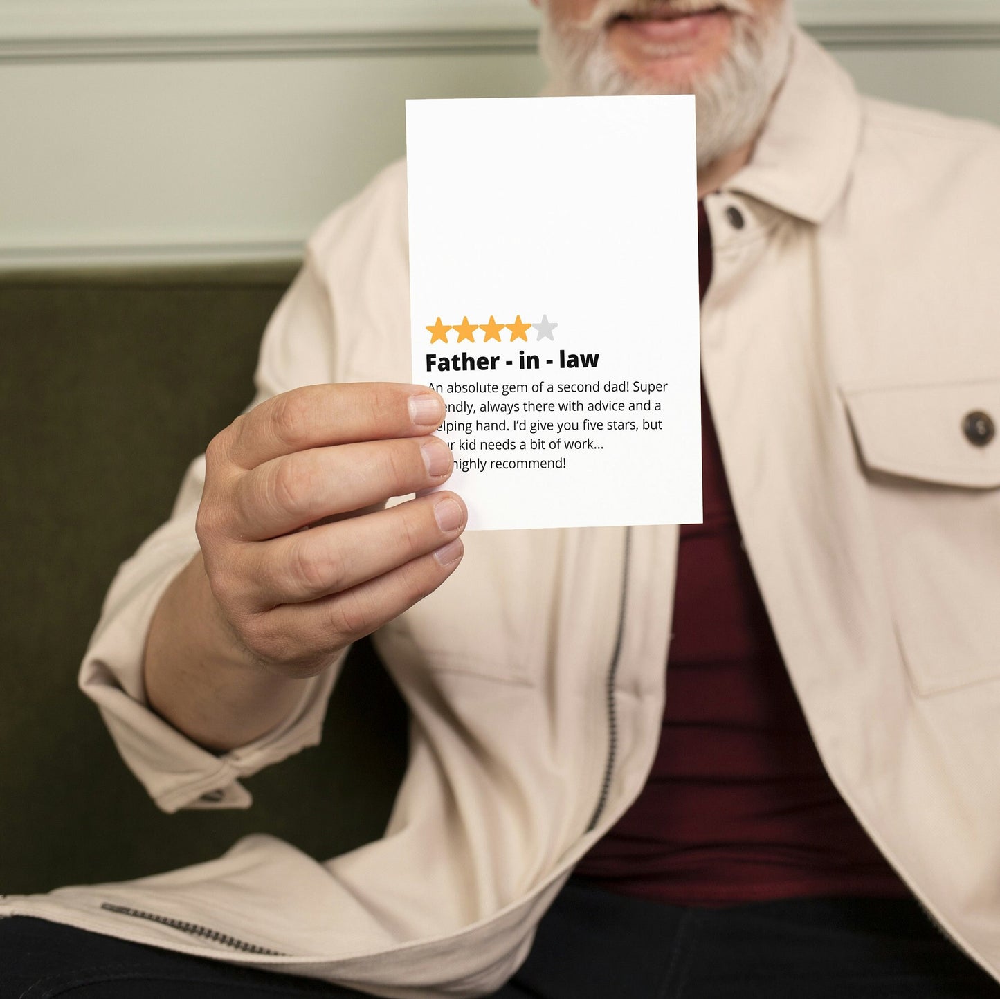 Funny Father in law, Father's Day Card, Star Rating Card, for Father in law, father in laws birthday card