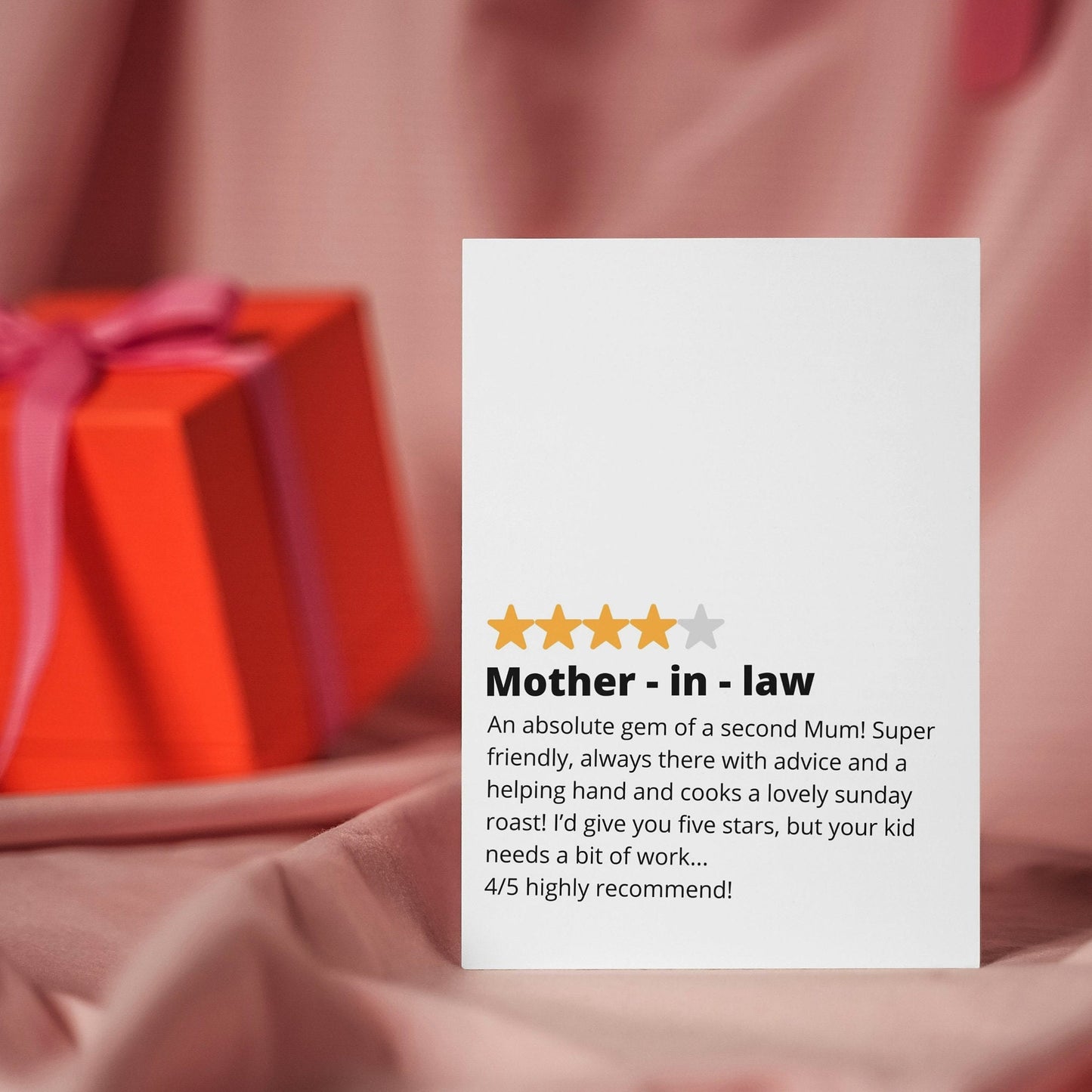 Humorous star rating Mother's Day card for mother in law, Perfect from daughter in law