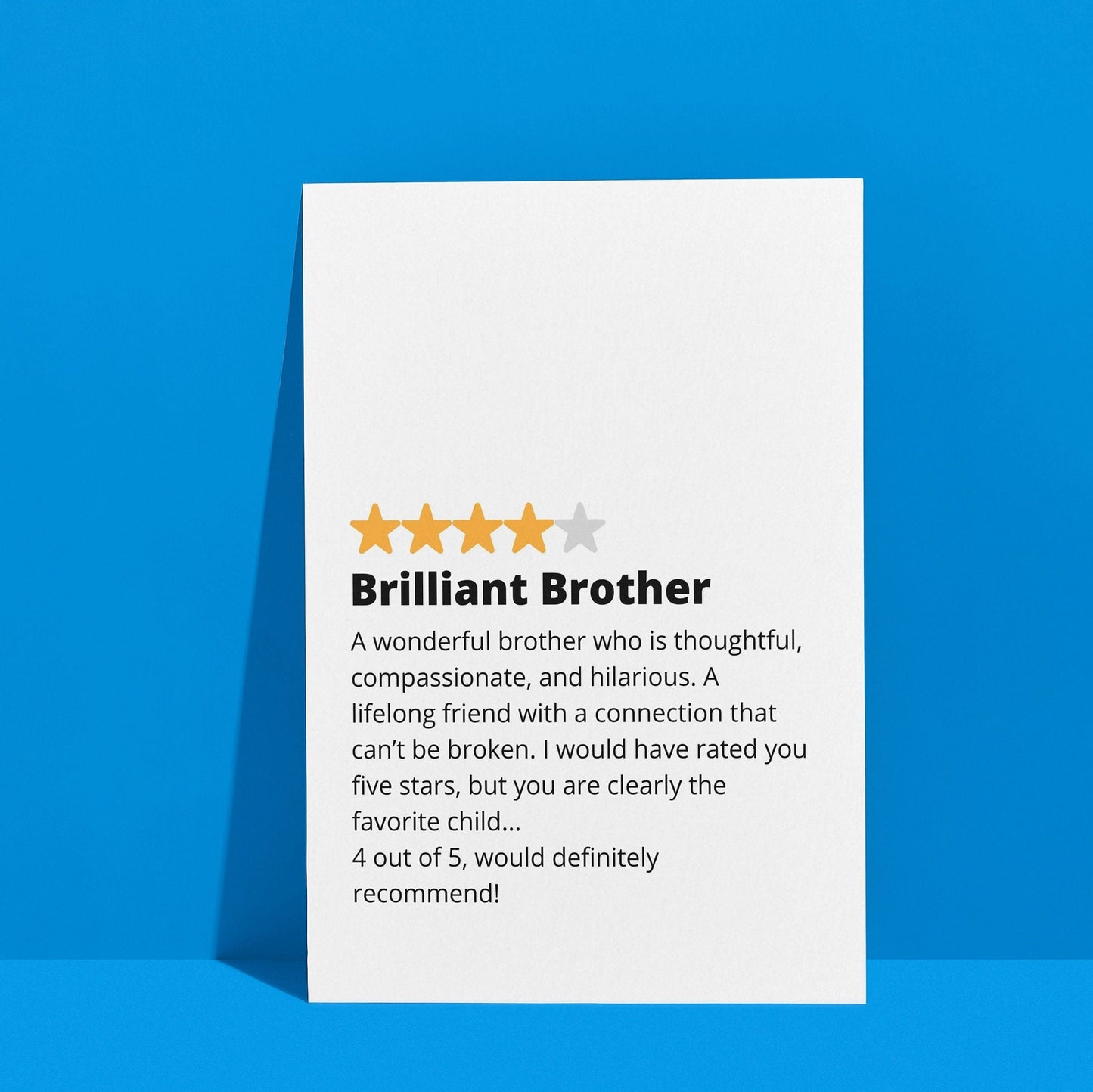 Brother Star Rating funny Birthday Card - Cheeky Banter for His Special Day