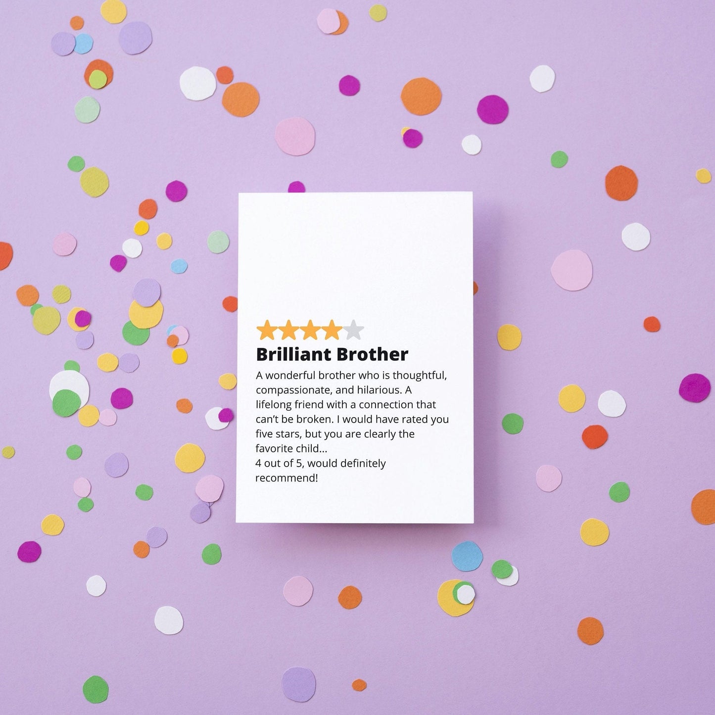 Brother Star Rating funny Birthday Card - Cheeky Banter for His Special Day