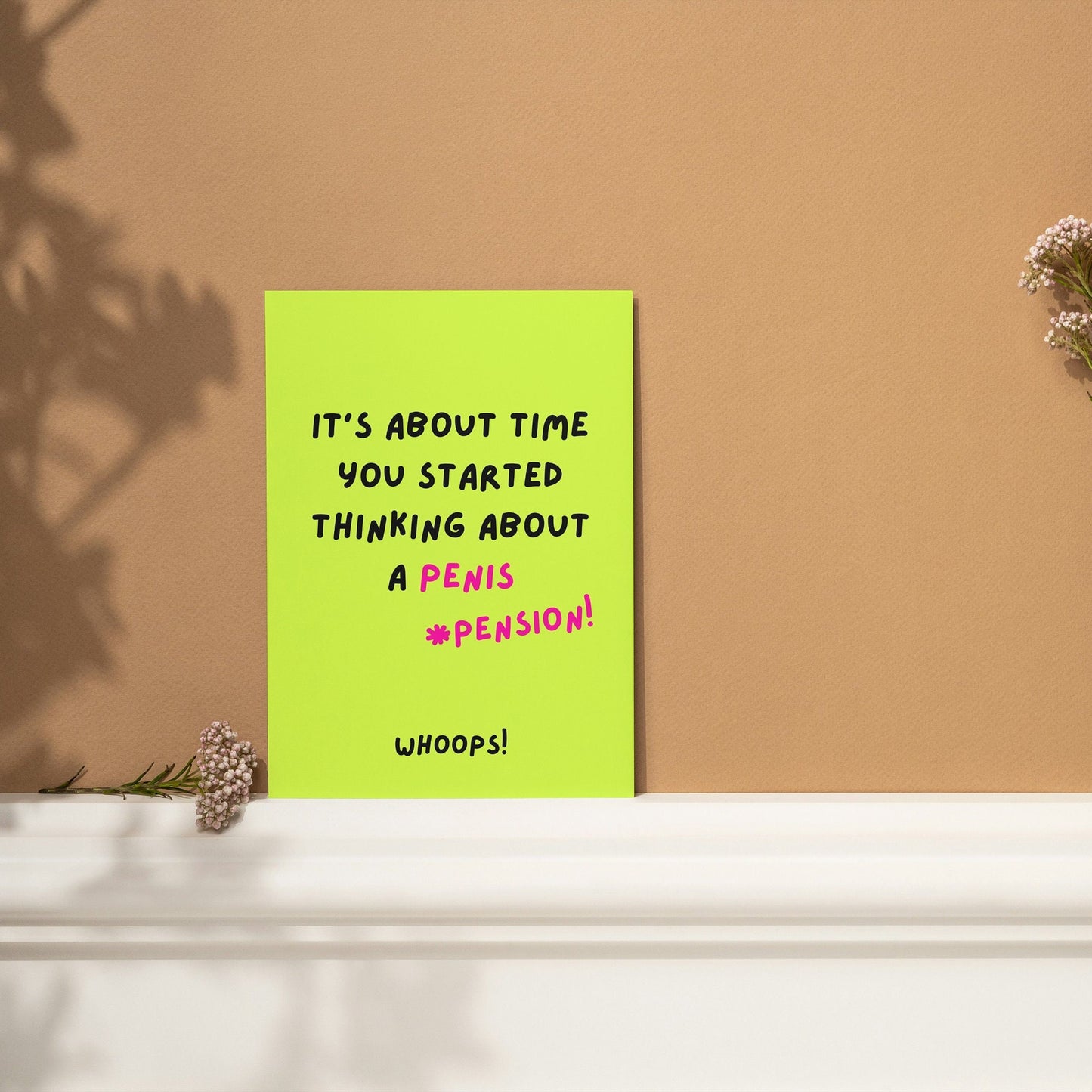 Funny Typo Birthday Card - Penis Pension - Cheeky Birthday Gift for Him, Gift for Her