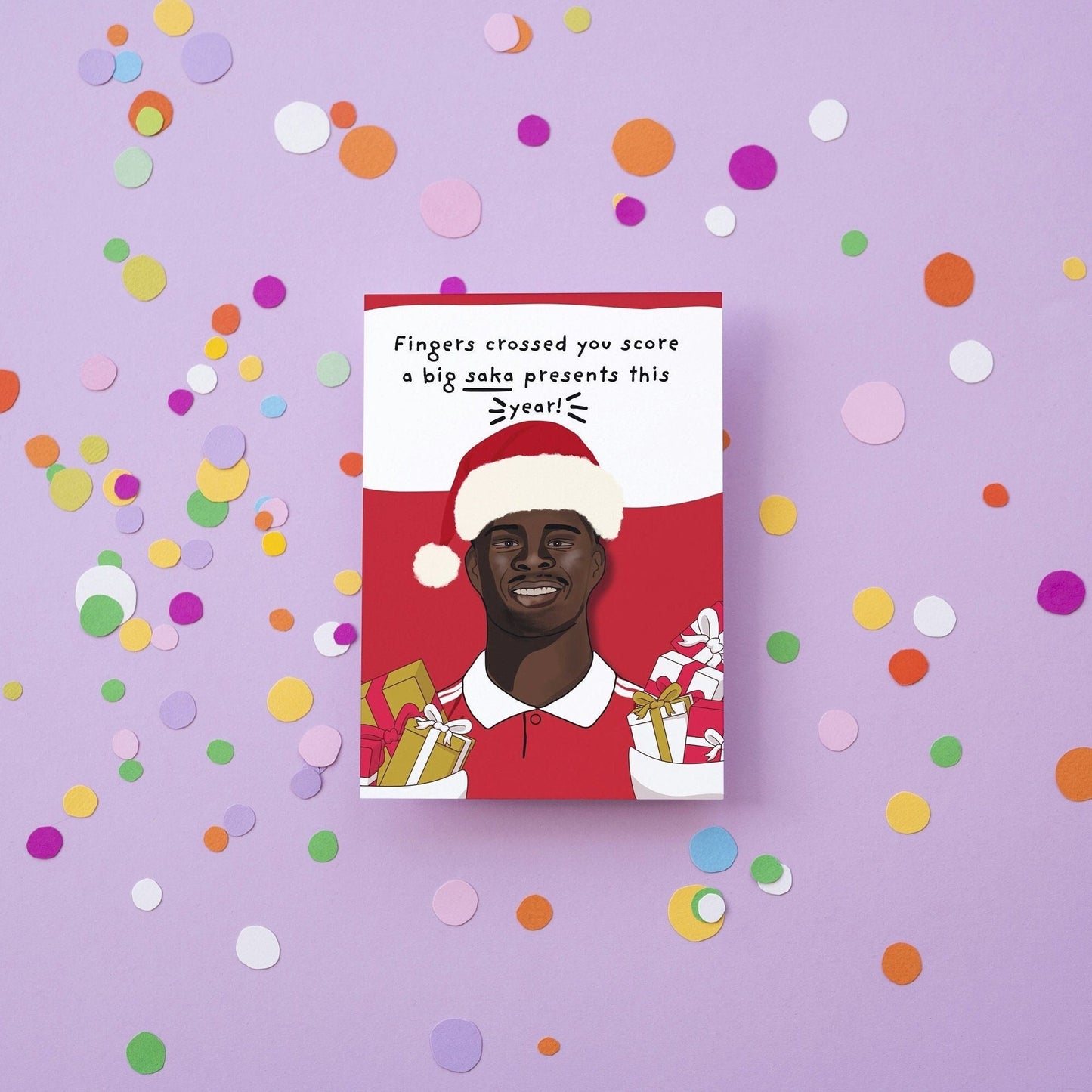 Bakayo Saka Arsenal Football Presents themed Christmas Card For Gunners Arsenal Reds Fans For son For daughter For him For her For friends