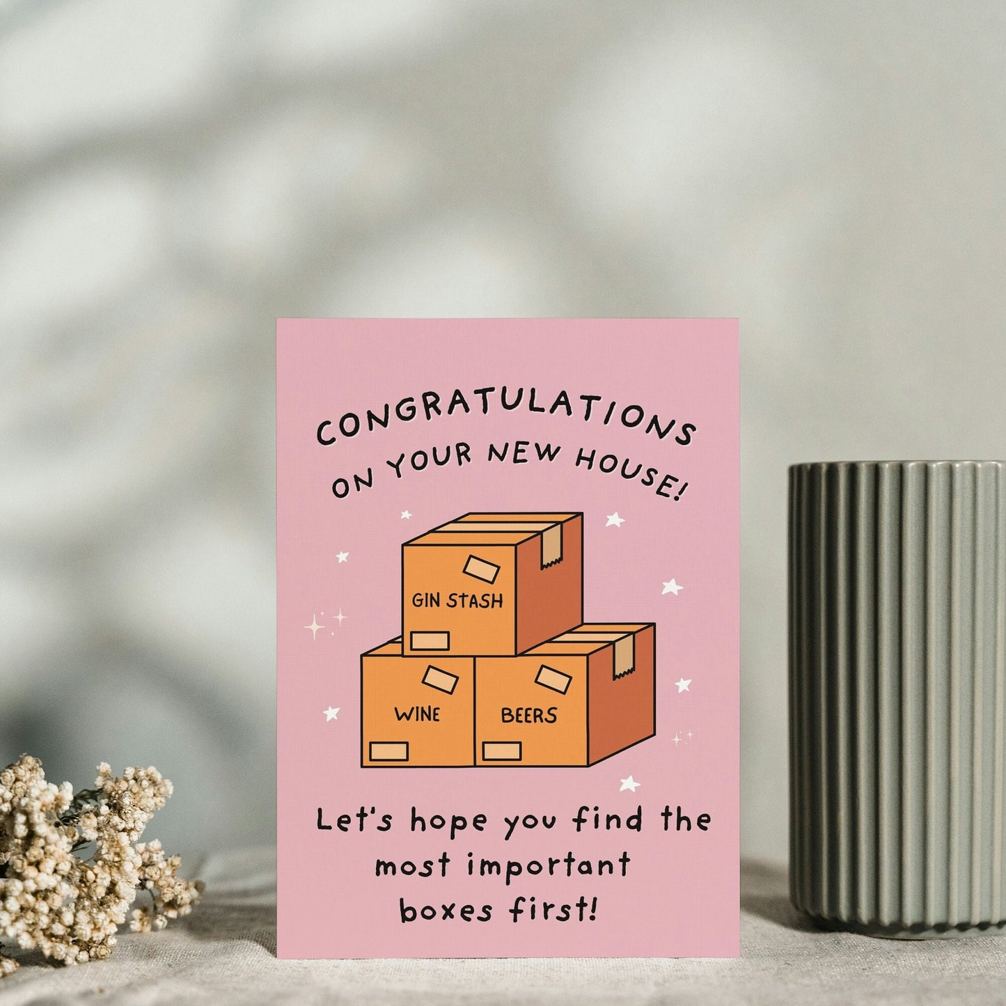 Funny Moving Home Card - Congratulations on the New House - Homeowner Gift - Alcohol Stash Greeting Card