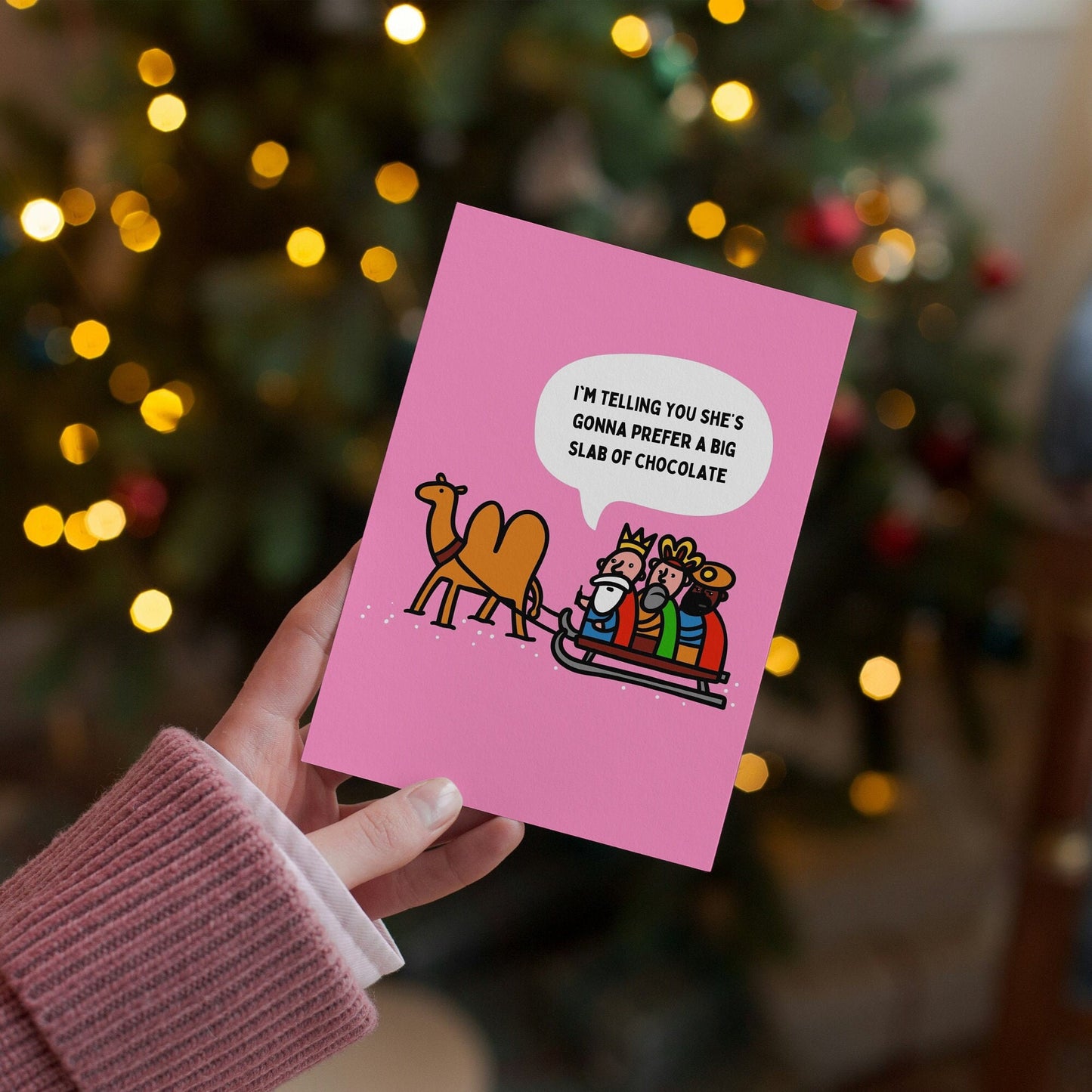 Funny Cartoon Illustration Three Wise Men Three Kings Nativity Play themed Christmas Card for him for her for them for friends for humour
