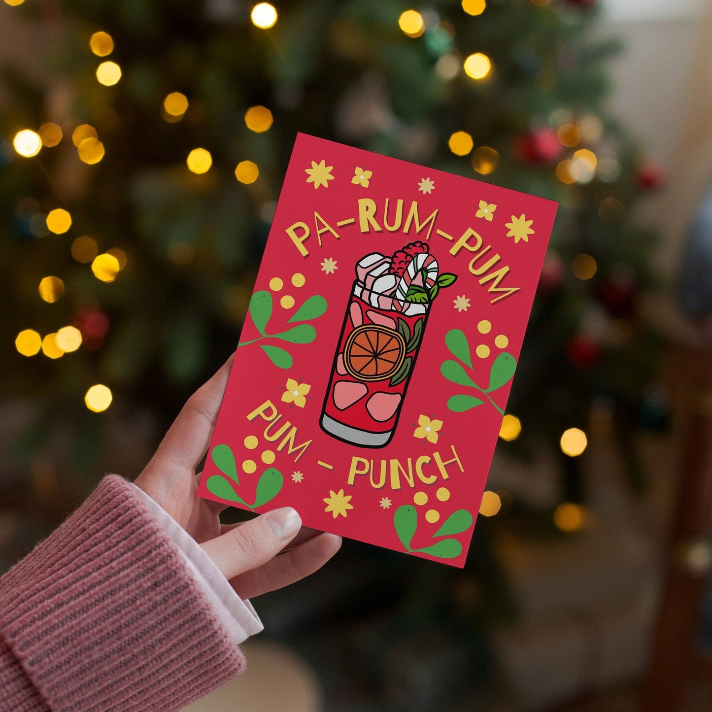 Festive Rum Lover Card - Colourful Christmas Greeting Card