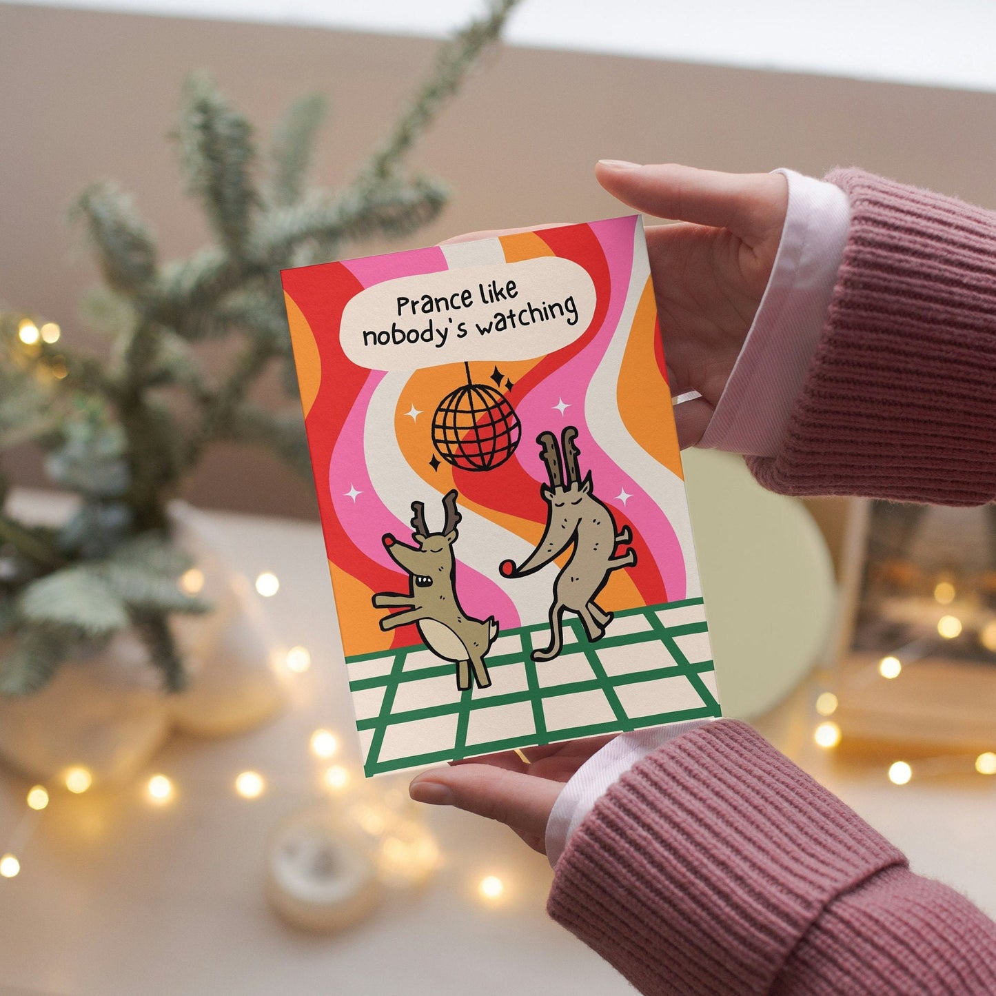 Funny Christmas Card - "Prance Like Nobody's Watching" Reindeer Holiday Greeting