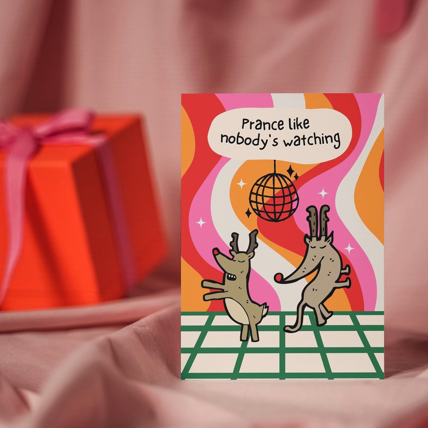 Funny Christmas Card - "Prance Like Nobody's Watching" Reindeer Holiday Greeting