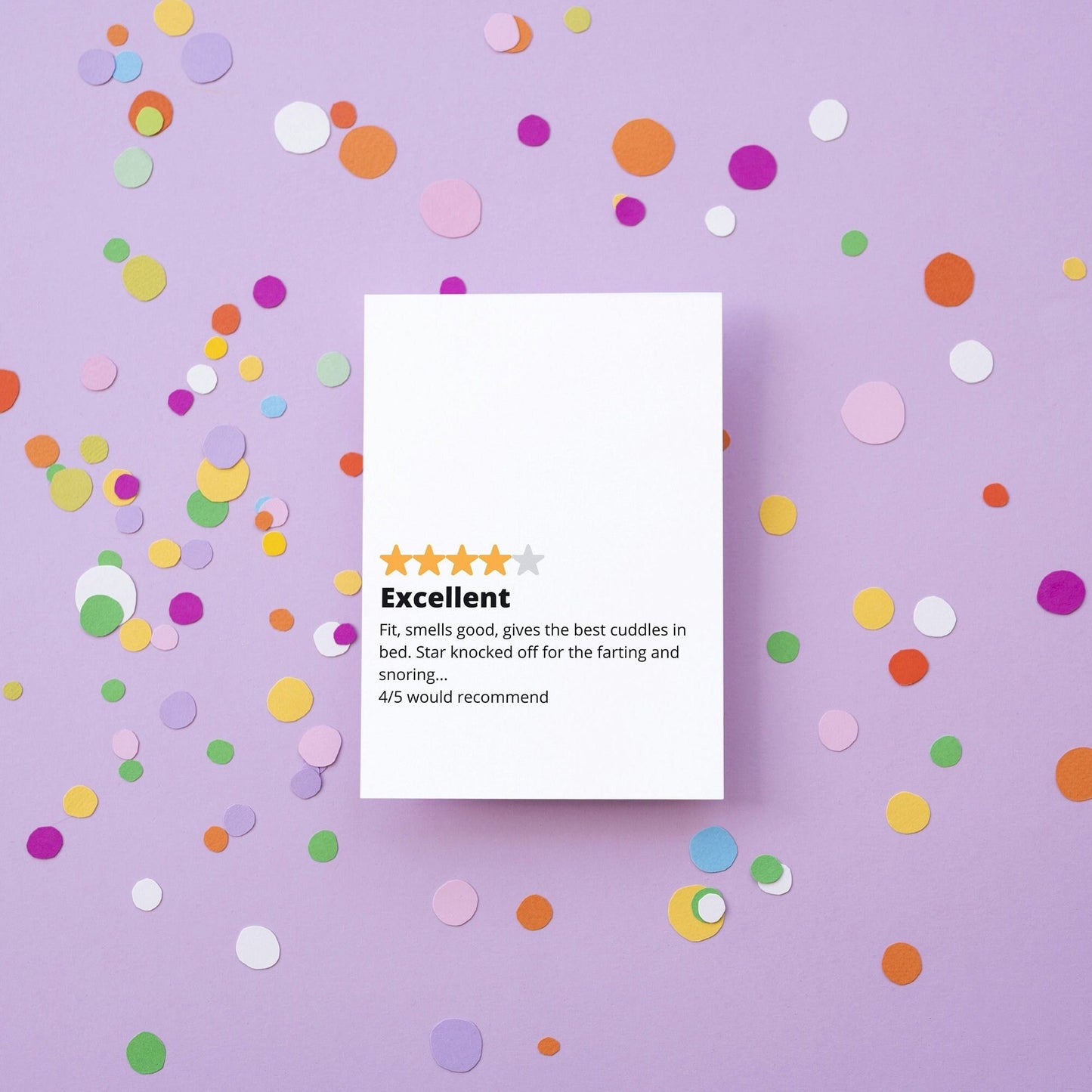 Funny Valentines Day Card - 4 Star Review - Excellent, Would Recommend - Funny Valentines gift for him, for her, for them