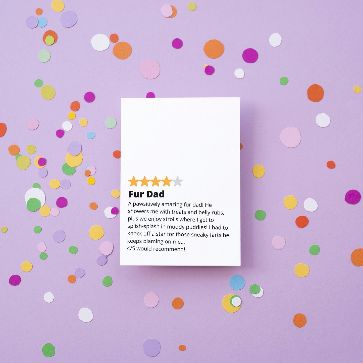 Funny 'Fur Dad' Star Rating Father's Day Card for Dog Lovers – Perfect Novelty card from the dog