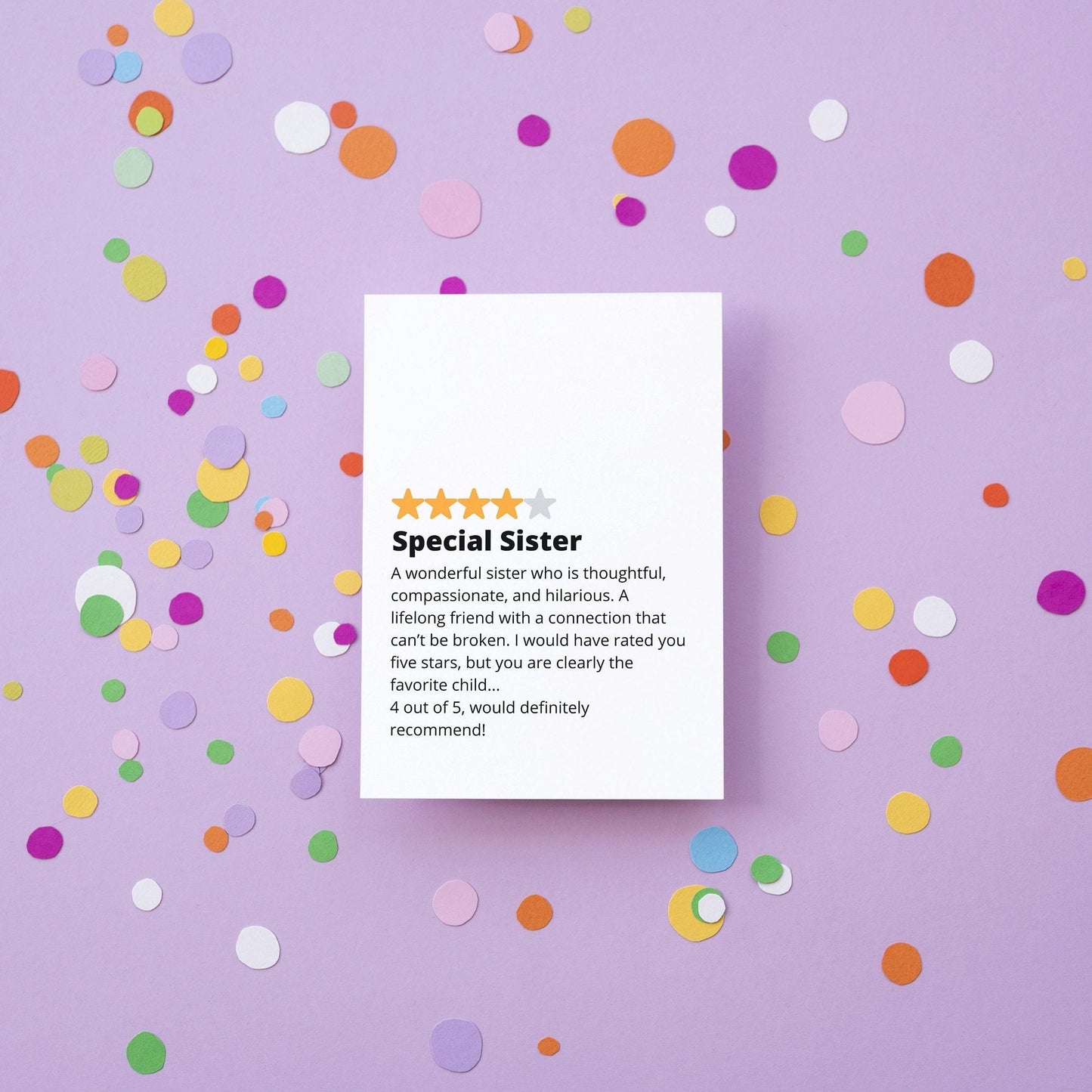 Funny Sister Birthday Card, Top Rated Favourite Child Design - Birthday Card for sister, Funny gift for sister
