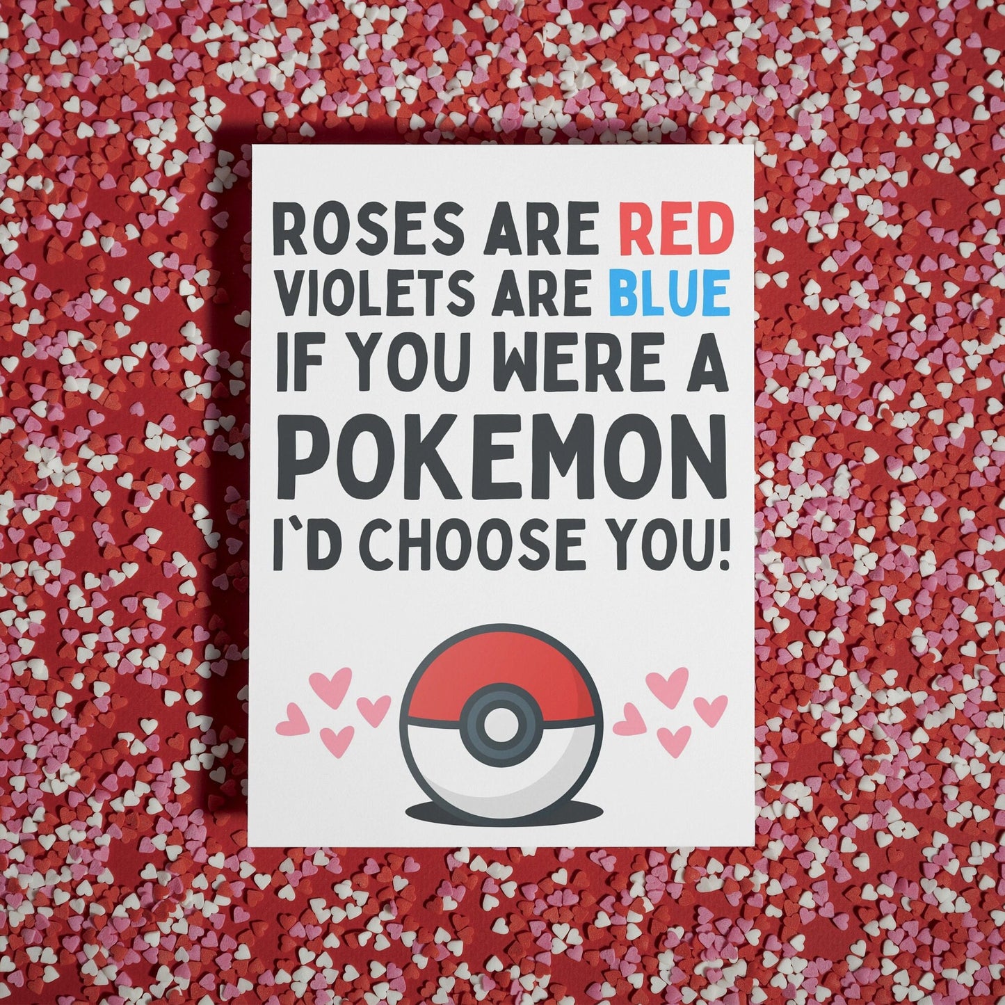 Pokemon, Valentine's Day Card, Roses are red, funny, Pikachu, Valentine's, for him, for her