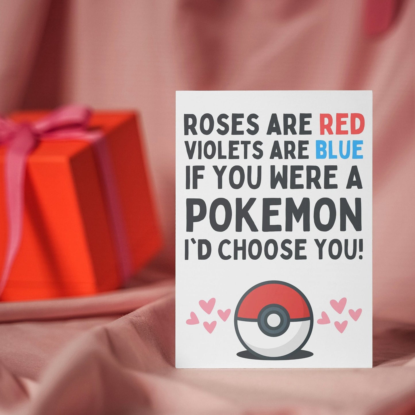 Pokemon, Valentine's Day Card, Roses are red, funny, Pikachu, Valentine's, for him, for her