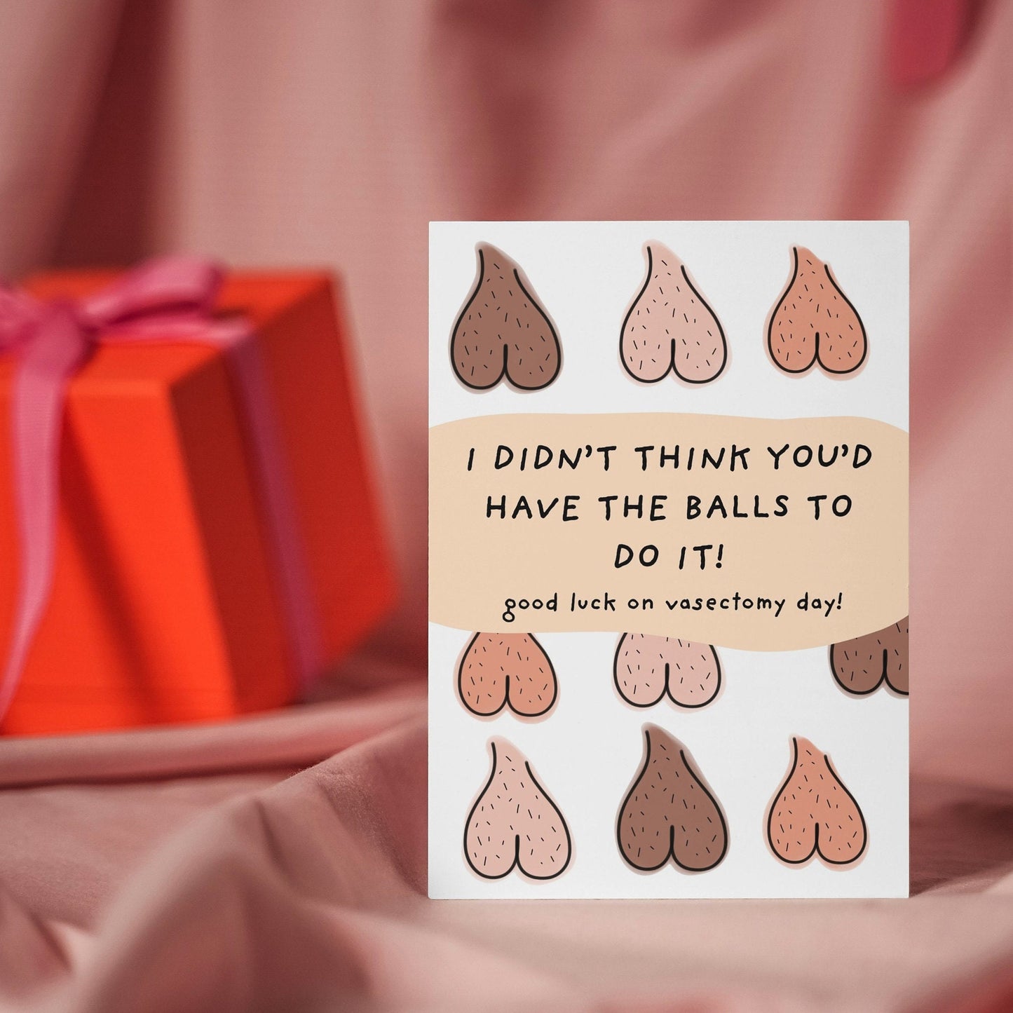 funny vasectomy card for him, hairy balls, banter, get well soon card