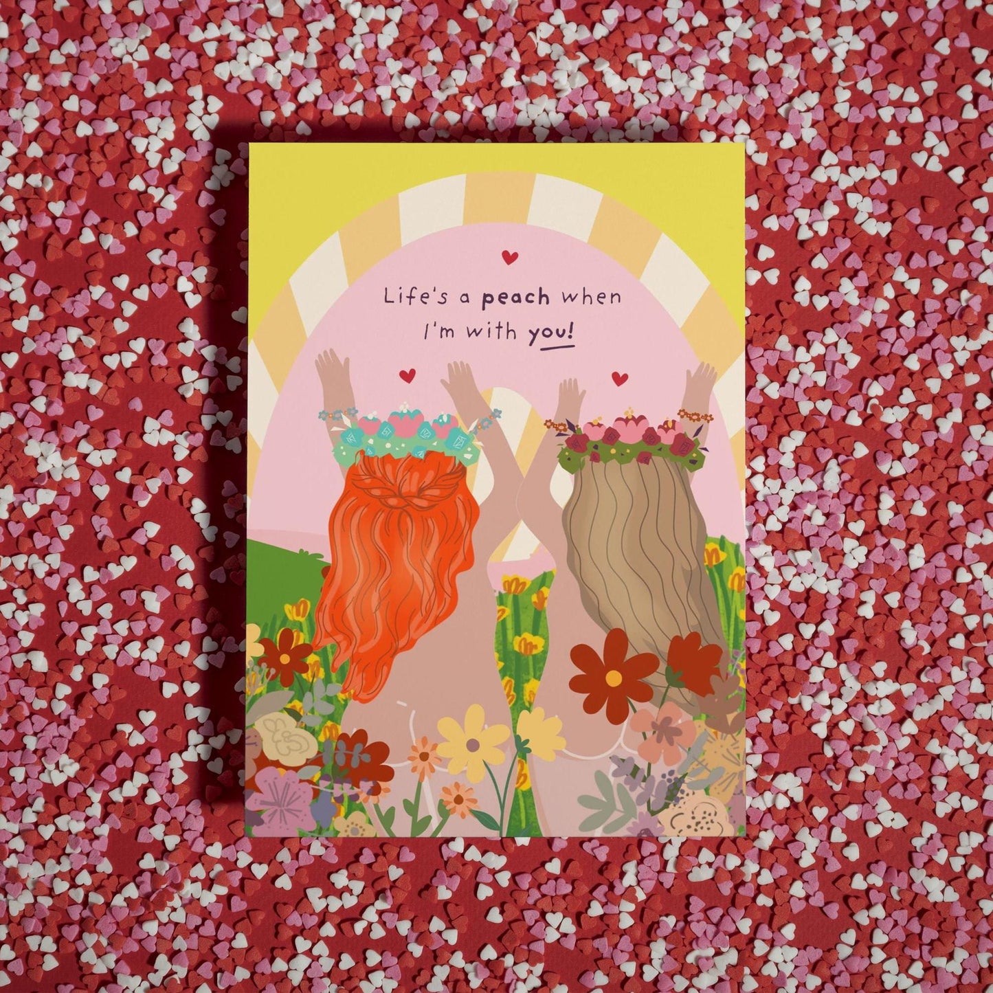 Playful Floral LGBTQ Illustration Card – Cute – Ideal Valentine's & Anniversary Gift for Her – Eco-Friendly Nature Contemporary Design