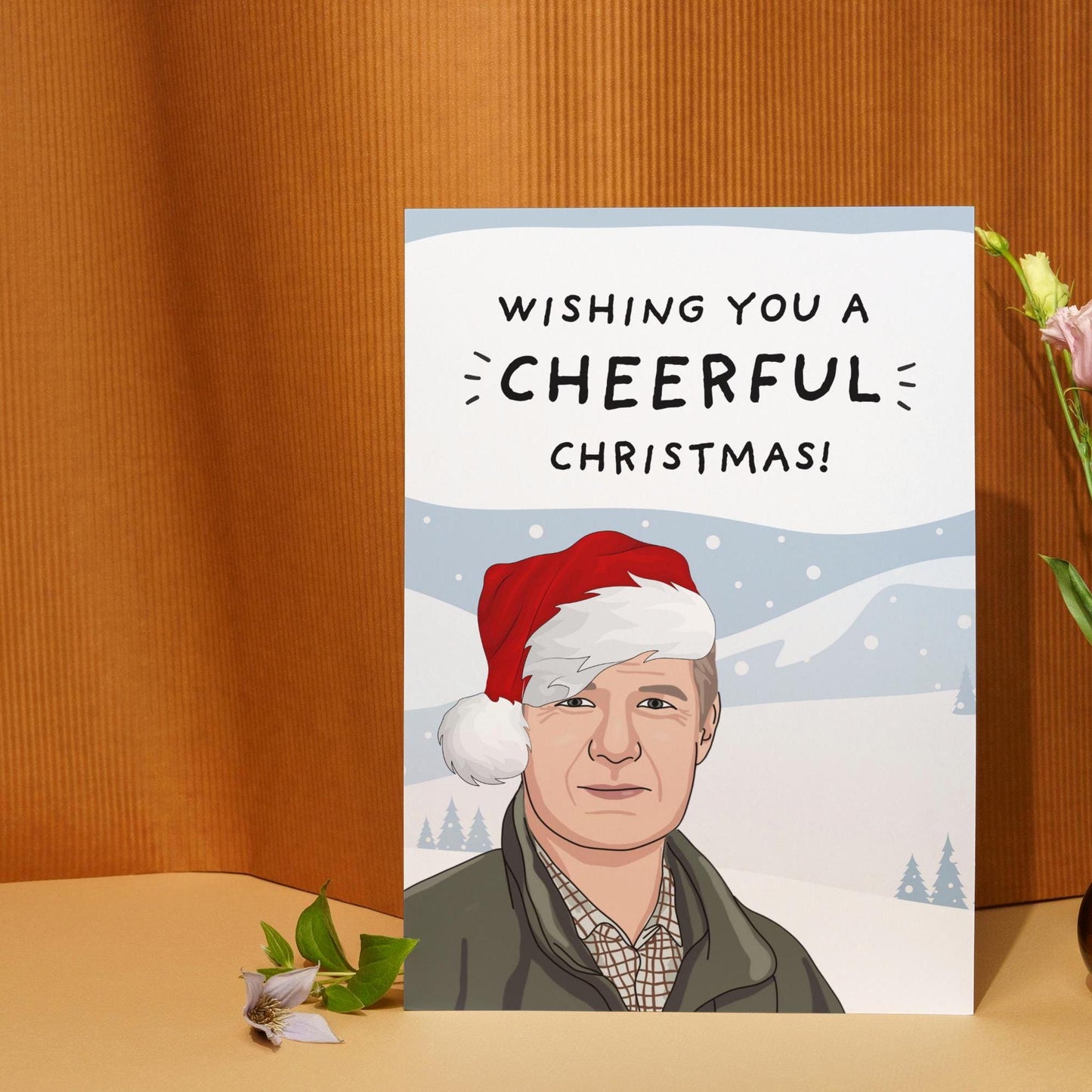 Wishing you a Cheerful Christmas, Cheerful Charlie Christmas Card - Diddly Squat Farm