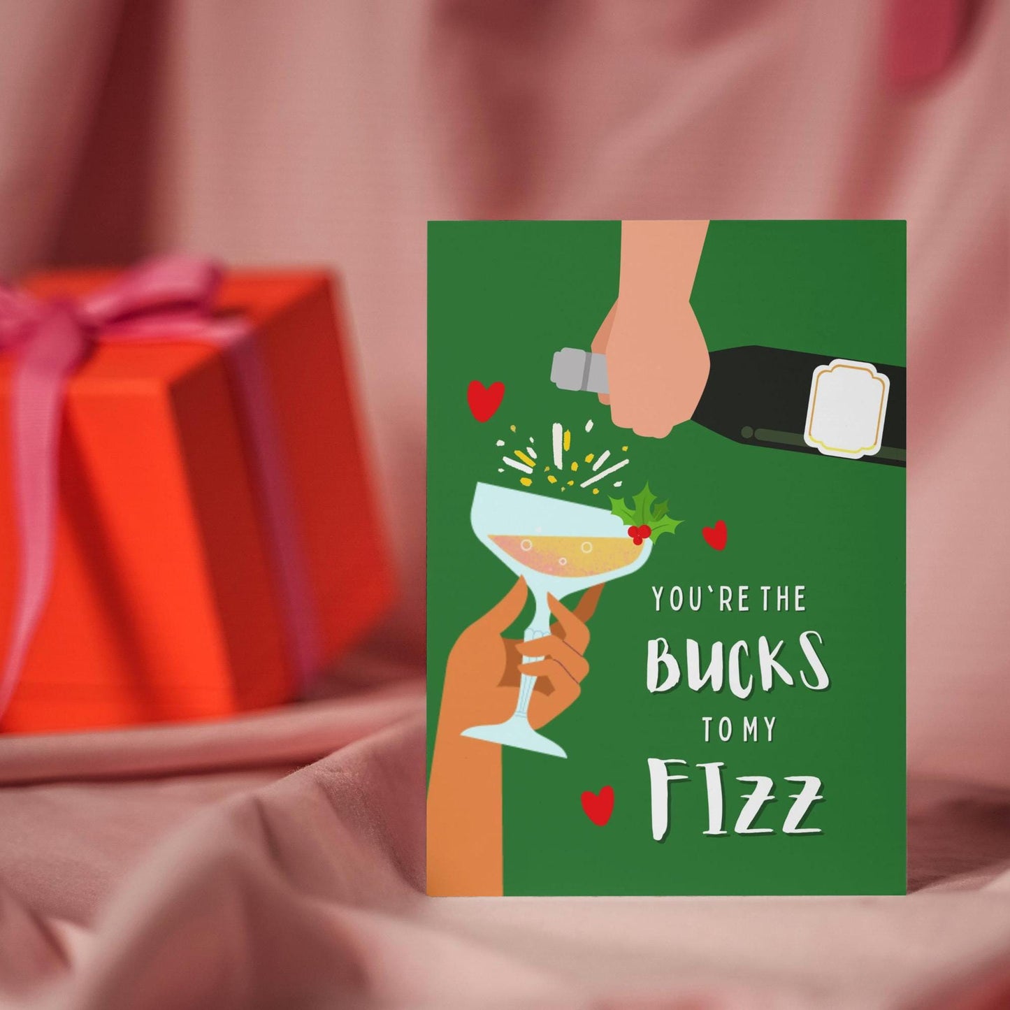 Prosecco lover Bucks Fizz themed Celebration Couple Chrismtas Card for him for her for husband for wife for partner for happy couple for all