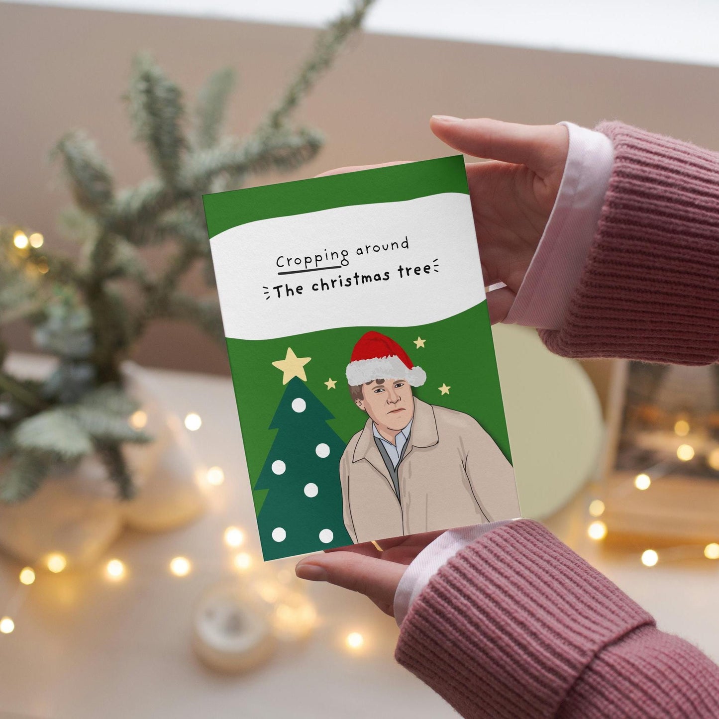 Funny Roy Cropper Coronation Street Leicester City fan Christmas Tree Pun Card - 'Rocking Around the Christmas Tree For him for her