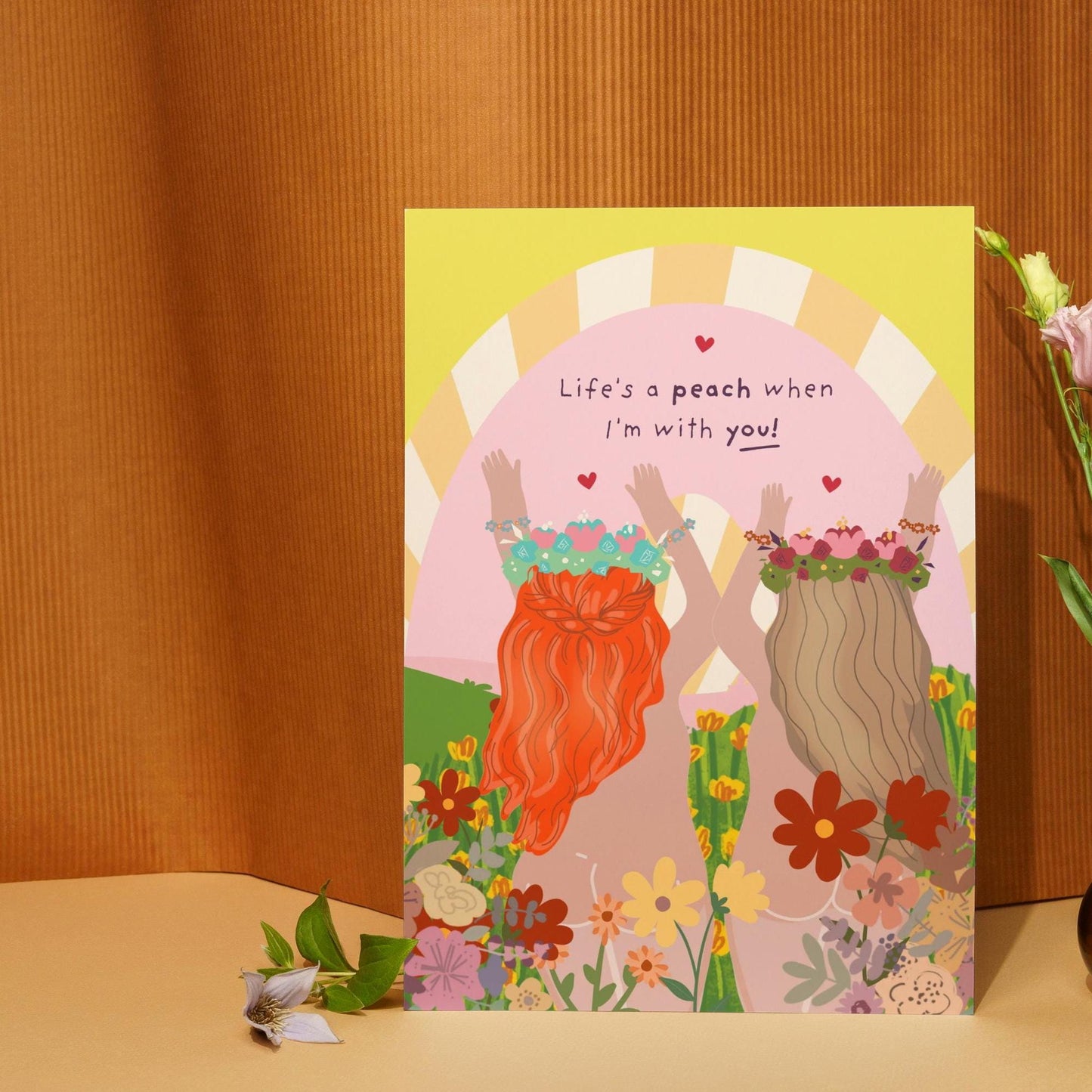 Playful Floral LGBTQ Illustration Card – Cute – Ideal Valentine's & Anniversary Gift for Her – Eco-Friendly Nature Contemporary Design