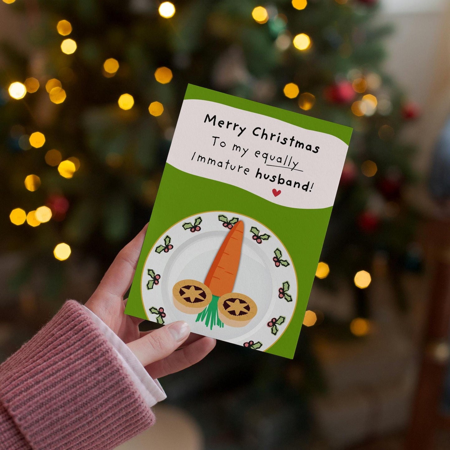 Funny Rude Christmas Card for Husband, Carrot & Mince Pie Design, Cheeky Xmas Card, Adult Humour Greeting Card