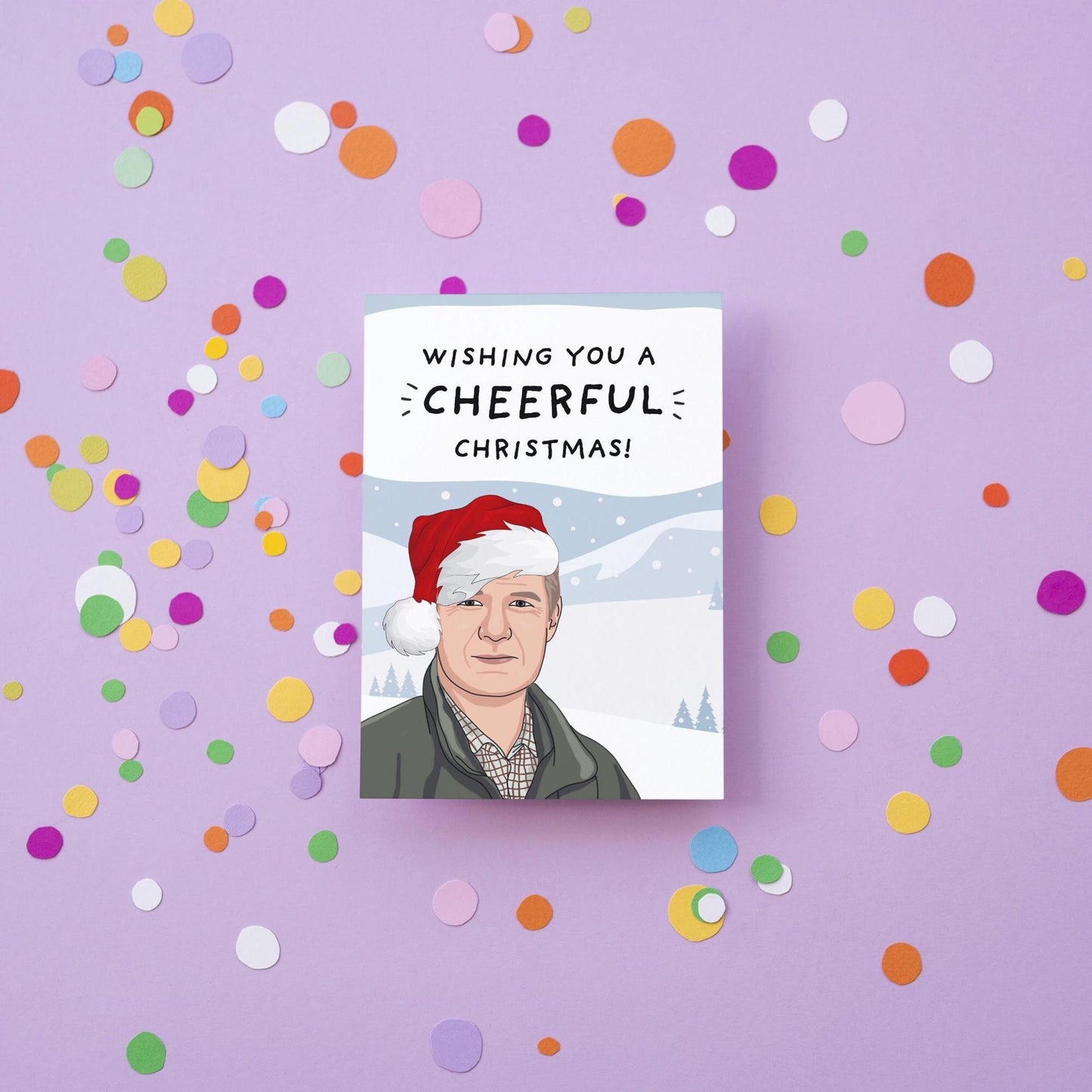 Wishing you a Cheerful Christmas, Cheerful Charlie Christmas Card - Diddly Squat Farm