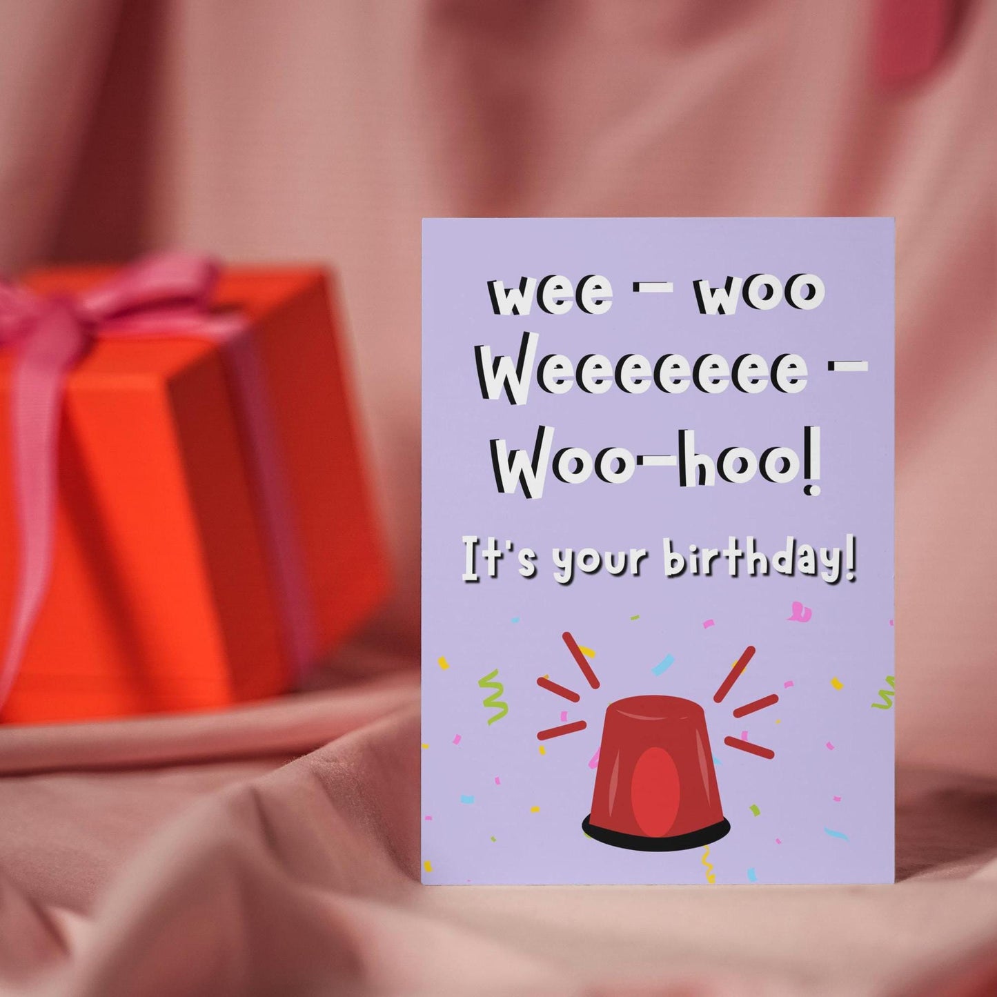 Funny Police Siren Birthday Card β Humorous Pun Greeting Card for Police Officer, Colleague, or Friend