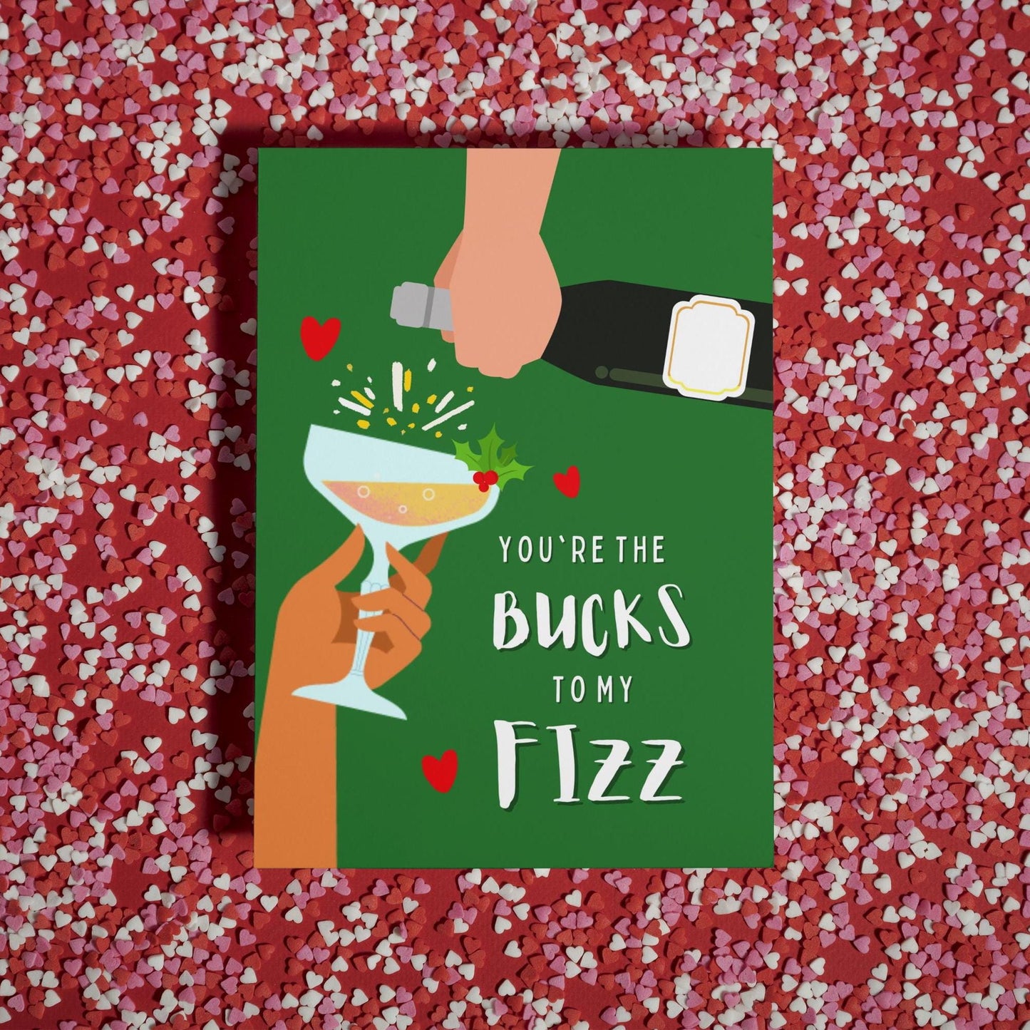Prosecco lover Bucks Fizz themed Celebration Couple Chrismtas Card for him for her for husband for wife for partner for happy couple for all