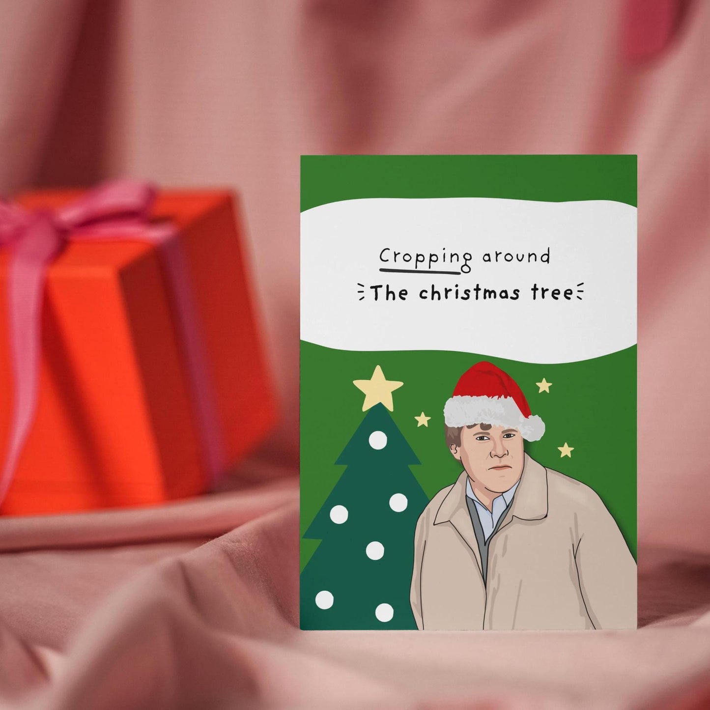 Funny Roy Cropper Coronation Street Leicester City fan Christmas Tree Pun Card - 'Rocking Around the Christmas Tree For him for her