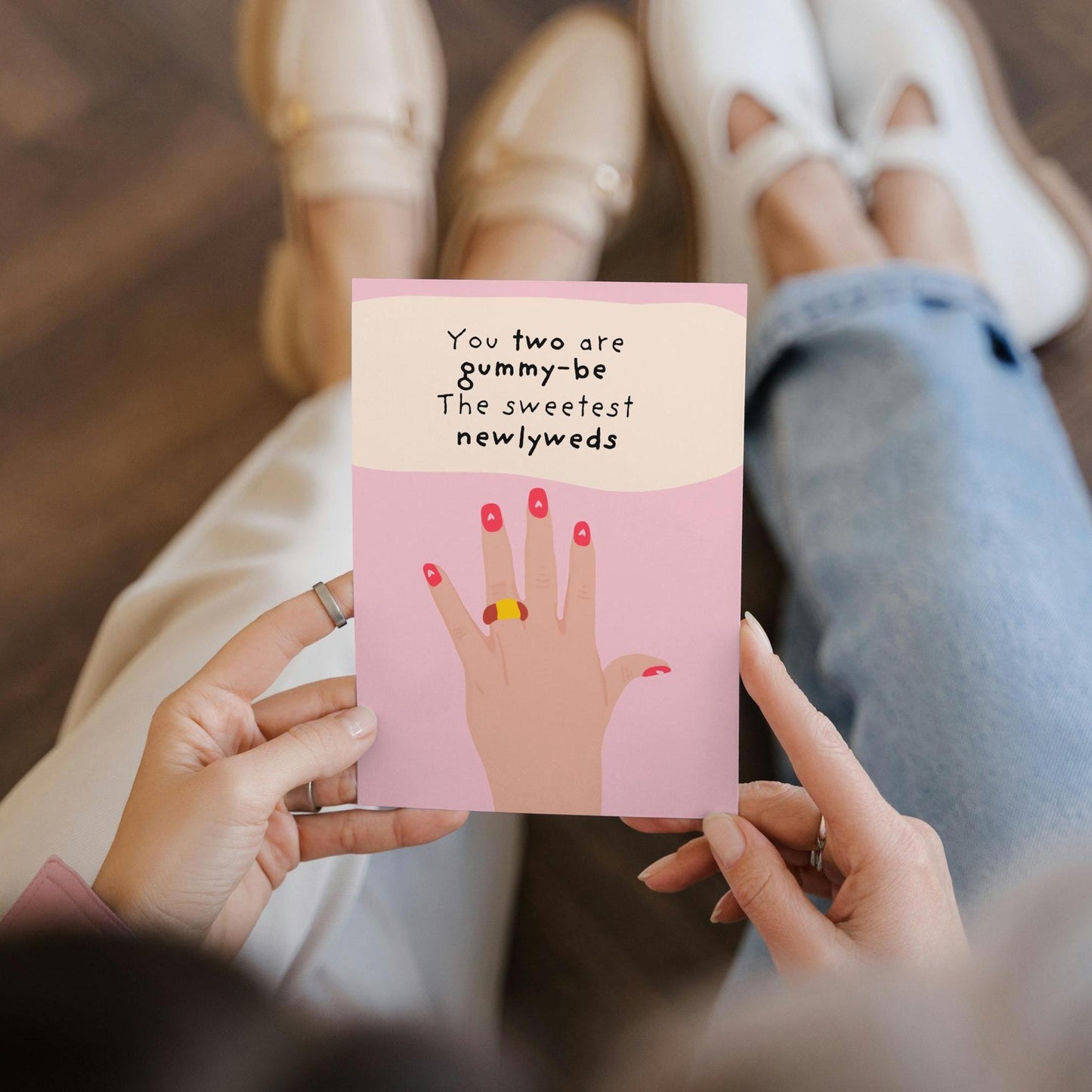 Congratulations to the Newlyweds - Engagement Gummy Ring Sweet Pun Greeting Card for Couples