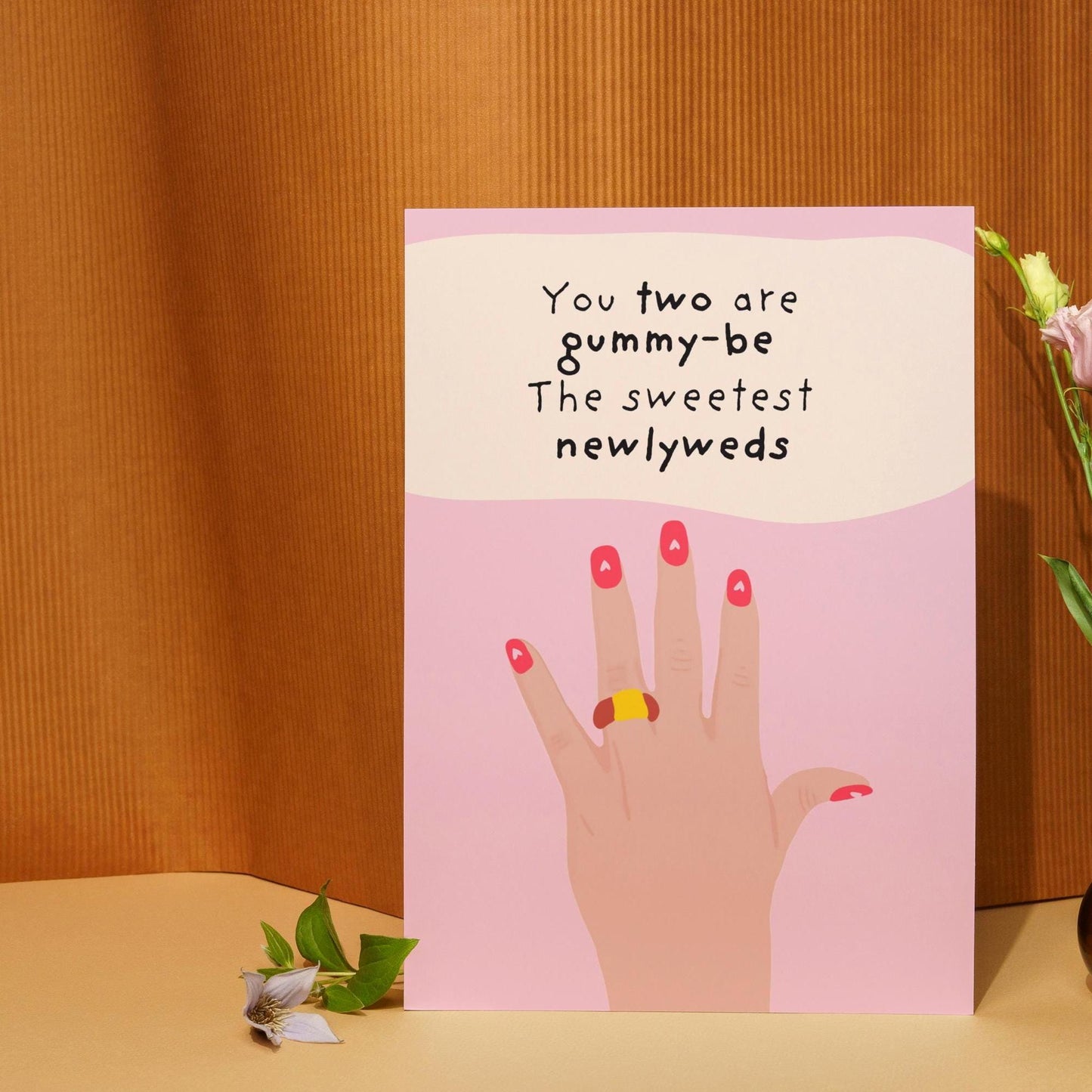 Congratulations to the Newlyweds - Engagement Gummy Ring Sweet Pun Greeting Card for Couples