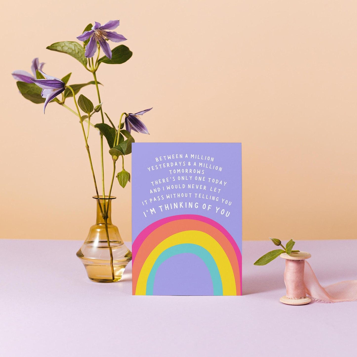 Heartfelt Rainbow Words of Comfort Sympathy Card - Death Anniversary Card - Uplifting Remembrance Greeting