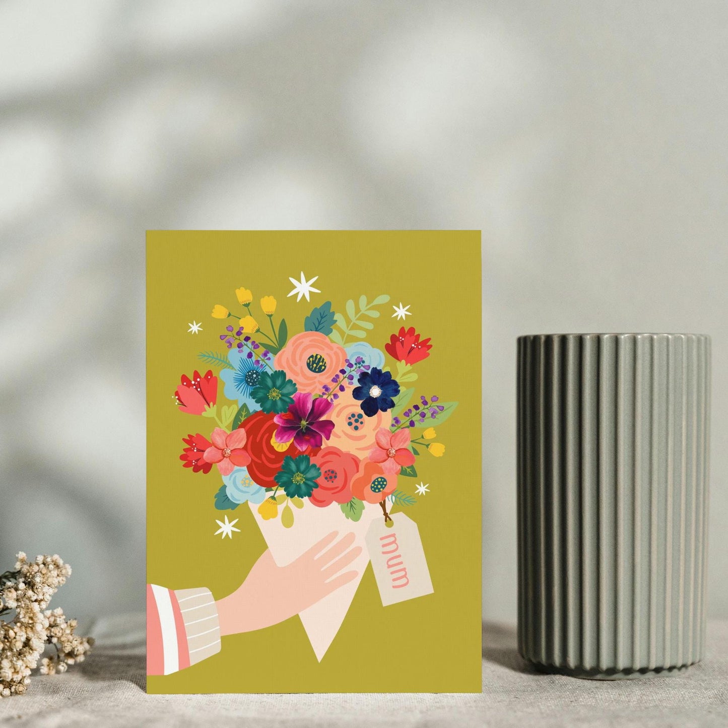 Pretty Contemporary Mother's Day Floral Bunch Card | Watercolour Floral Design | Handcrafted Greeting Card for Mum