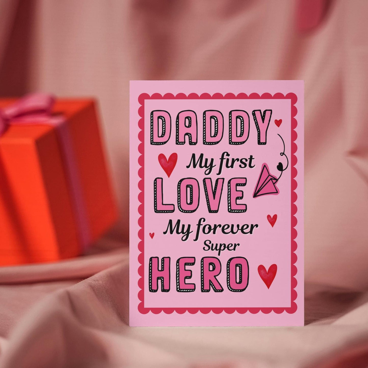 Cute Father's Day Card to Daddy from Kids - First Love Forever Superhero Design - father's day