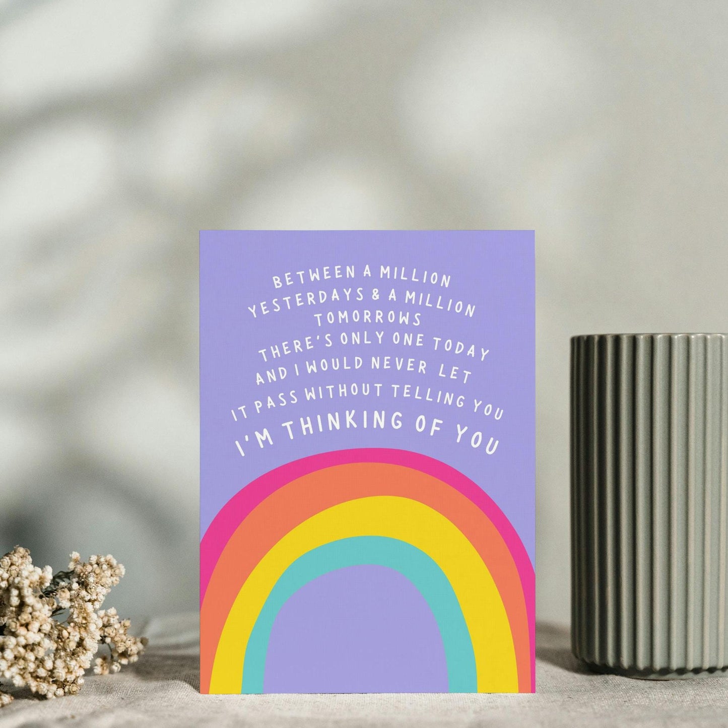 Heartfelt Rainbow Words of Comfort Sympathy Card - Death Anniversary Card - Uplifting Remembrance Greeting