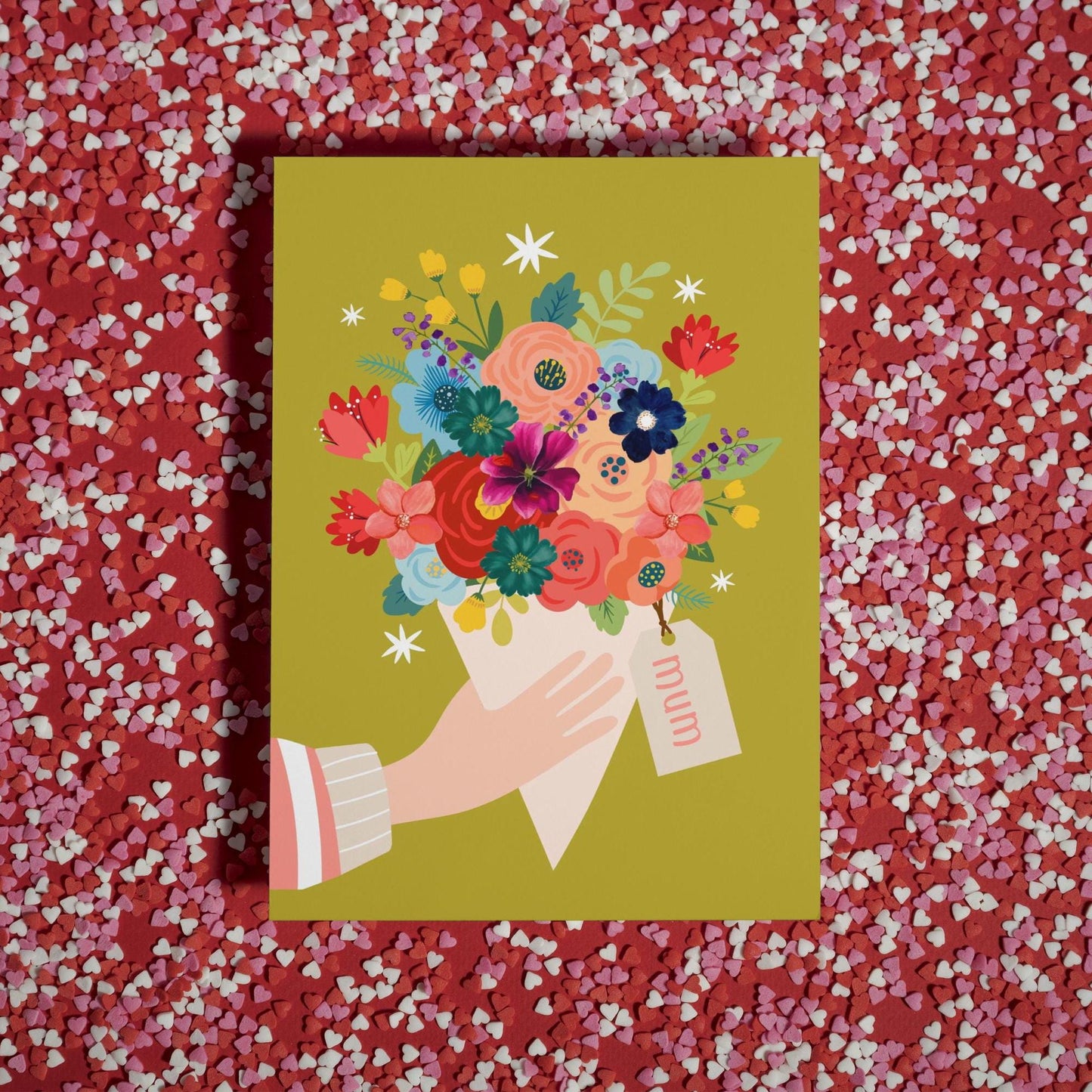Pretty Contemporary Mother's Day Floral Bunch Card | Watercolour Floral Design | Handcrafted Greeting Card for Mum