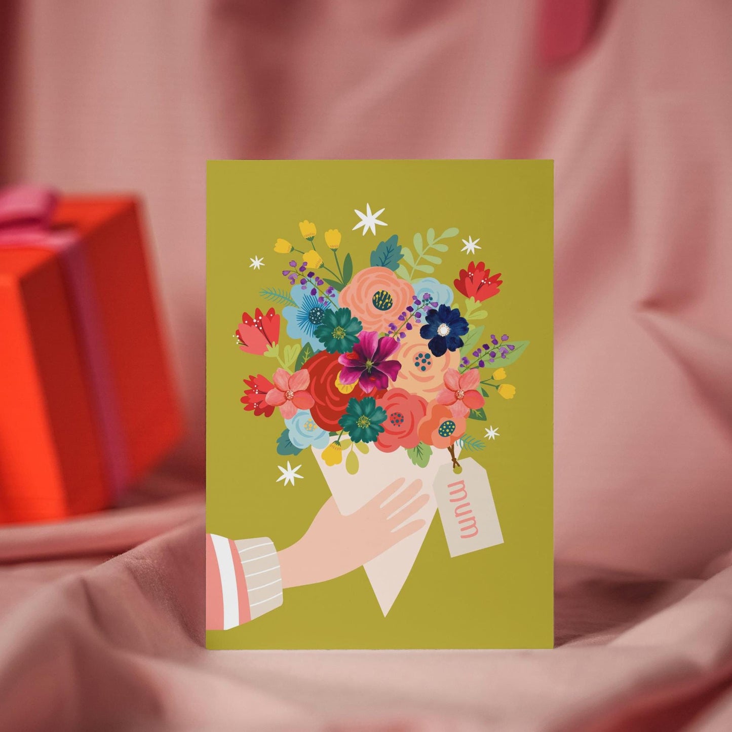 Pretty Contemporary Mother's Day Floral Bunch Card | Watercolour Floral Design | Handcrafted Greeting Card for Mum