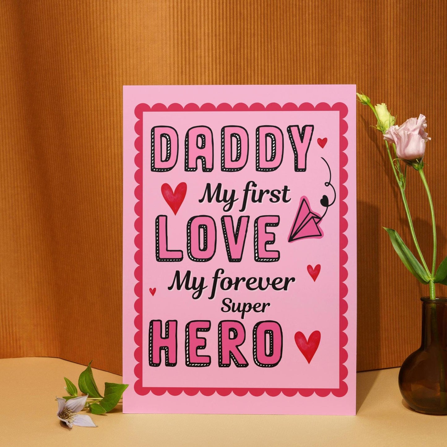 Cute Father's Day Card to Daddy from Kids - First Love Forever Superhero Design - father's day
